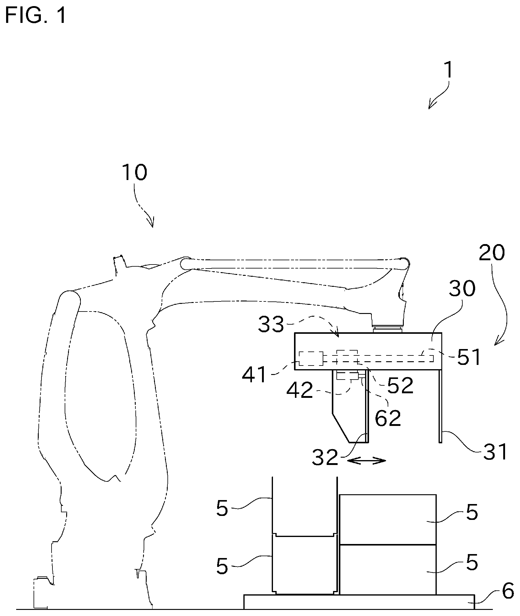 Patent US12365097 Figure 1 – Loading robot hand, robot, and article holding method