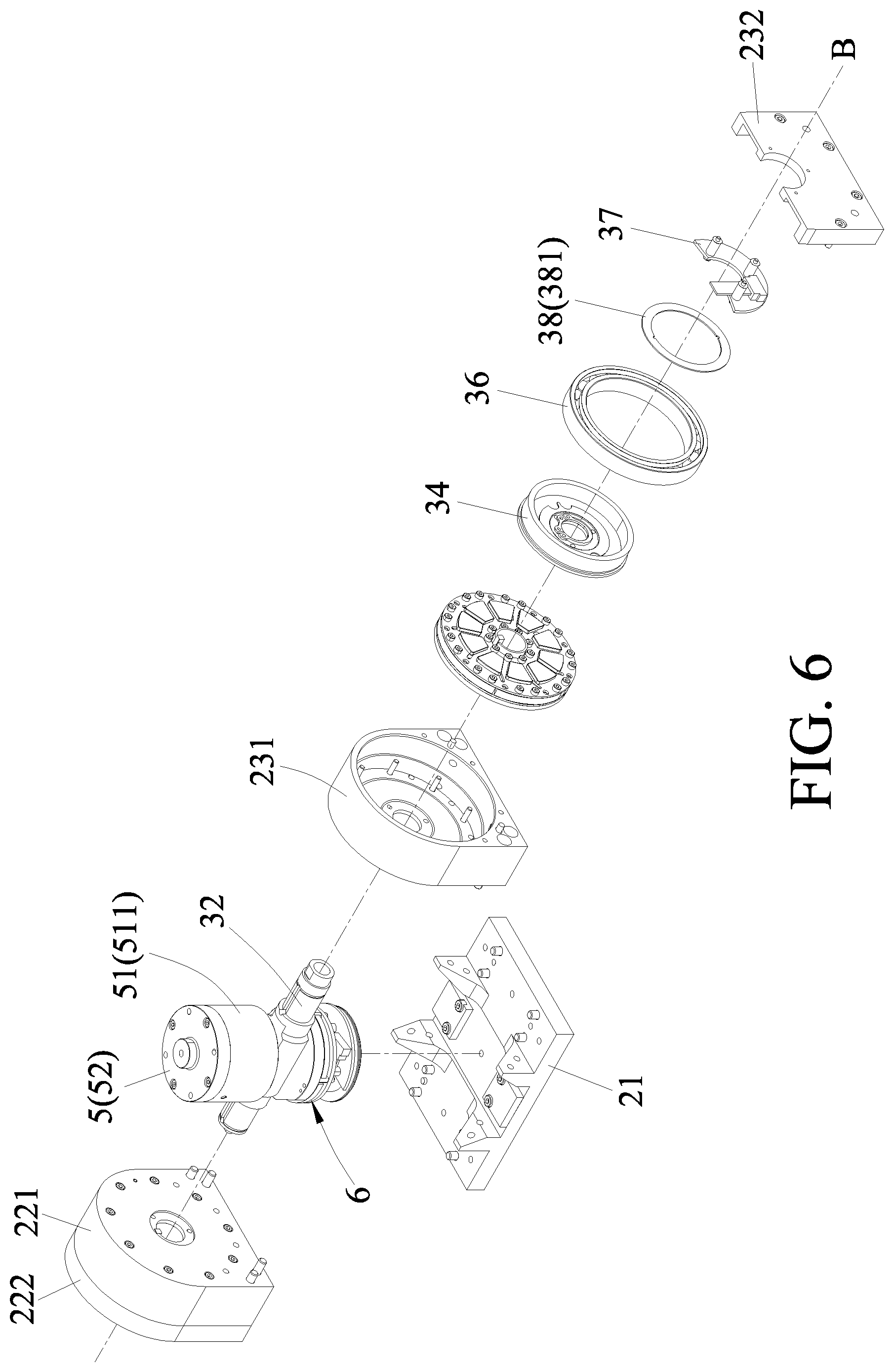 Patent US12365101 Figure 6 – Wrist mechanism for a mechanical arm