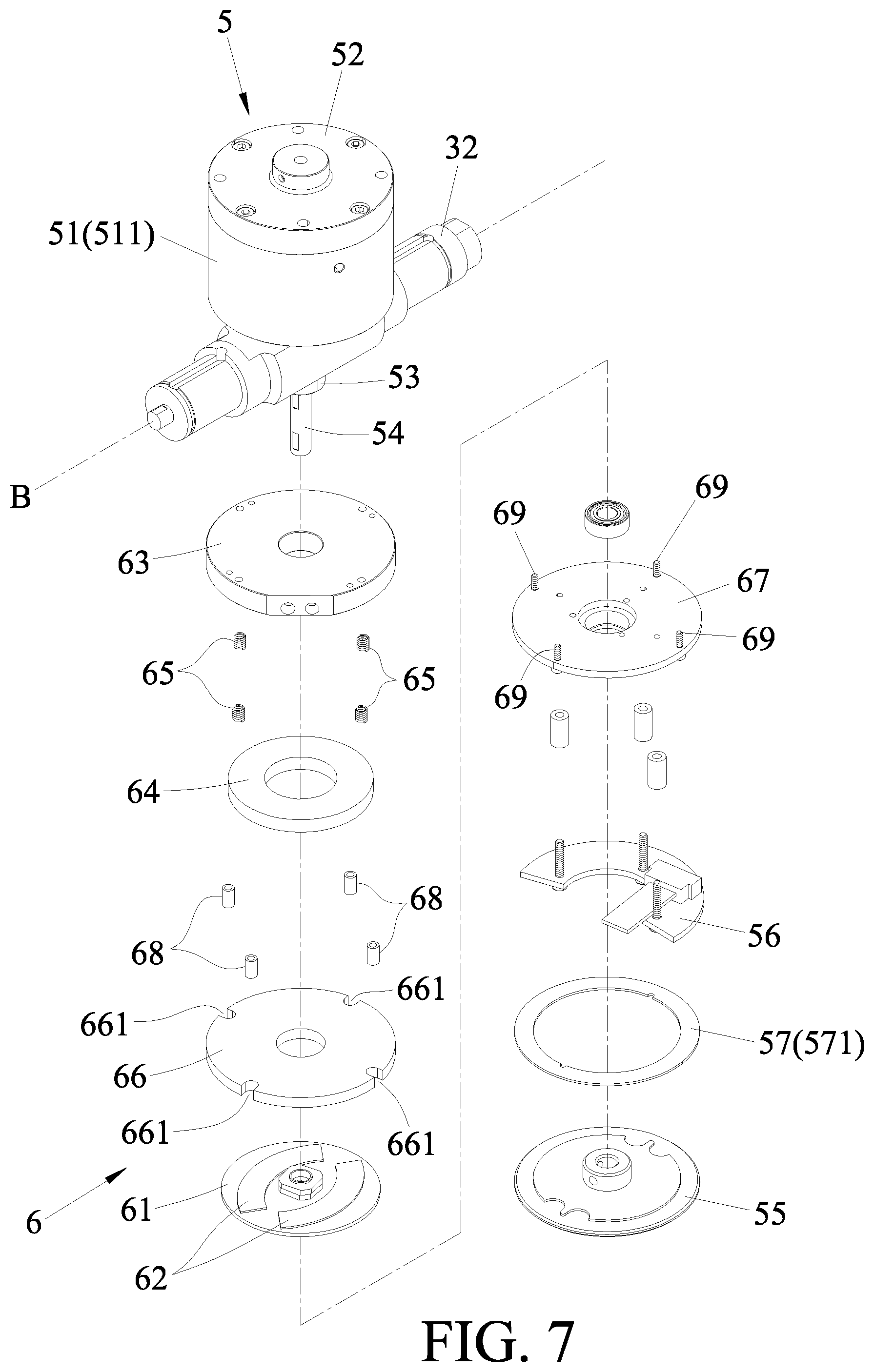 Patent US12365101 Figure 7 – Wrist mechanism for a mechanical arm