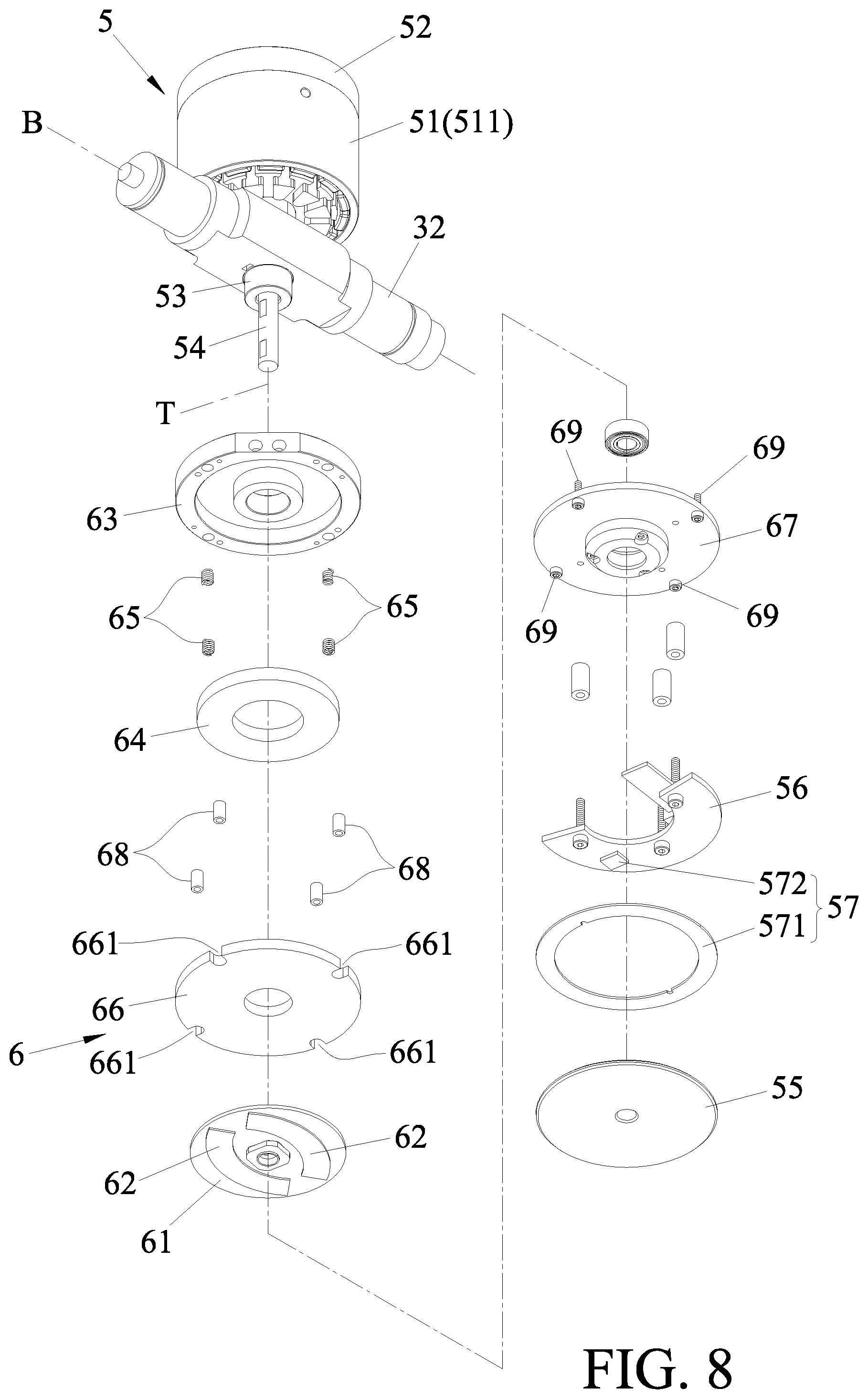 Patent US12365101 Figure 8 – Wrist mechanism for a mechanical arm