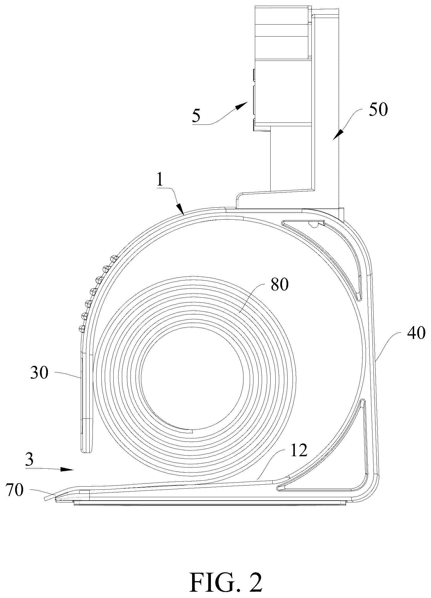 Patent US12365103 Figure 2 – Paper separator provided with adhesive tape cutting assembly