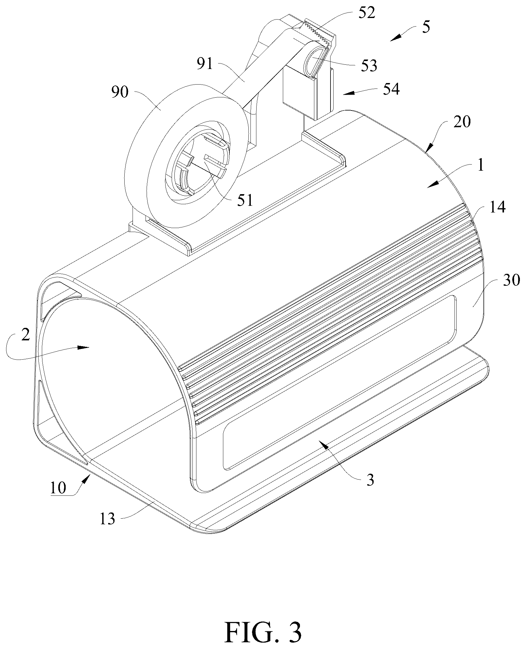 Patent US12365103 Figure 3 – Paper separator provided with adhesive tape cutting assembly