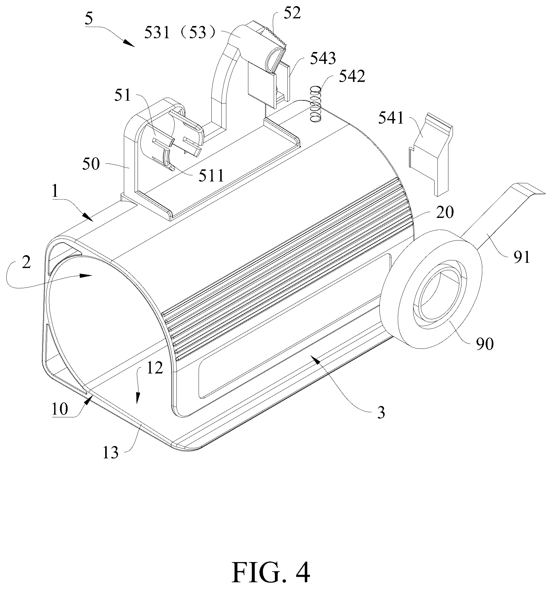 Patent US12365103 Figure 4 – Paper separator provided with adhesive tape cutting assembly