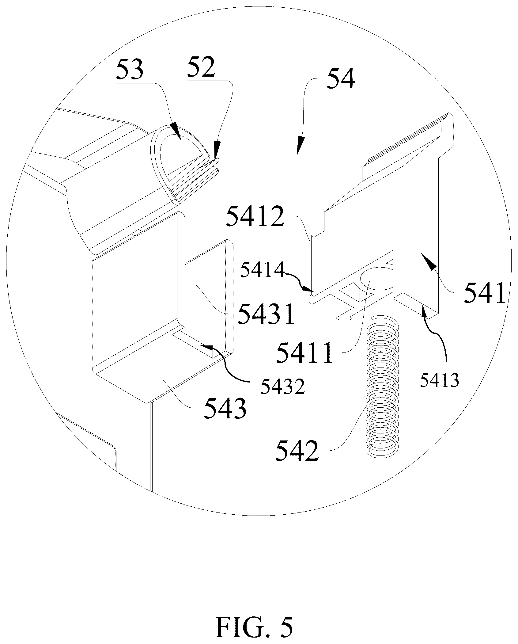 Patent US12365103 Figure 5 – Paper separator provided with adhesive tape cutting assembly