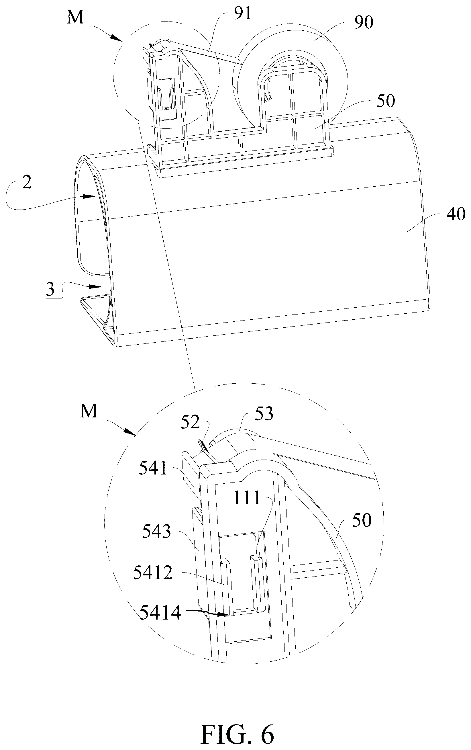 Patent US12365103 Figure 6 – Paper separator provided with adhesive tape cutting assembly