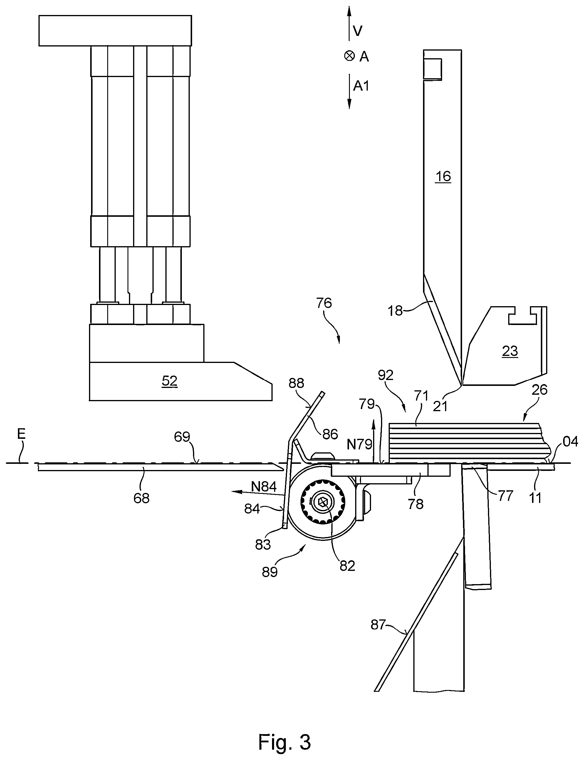 Patent US12365108 Figure 3 – Pile cutting apparatus with support element