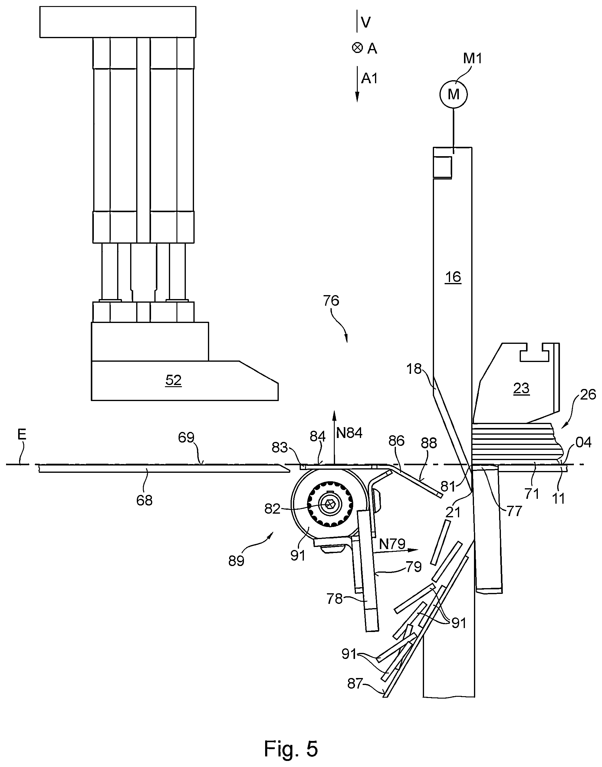 Patent US12365108 Figure 5 – Pile cutting apparatus with support element