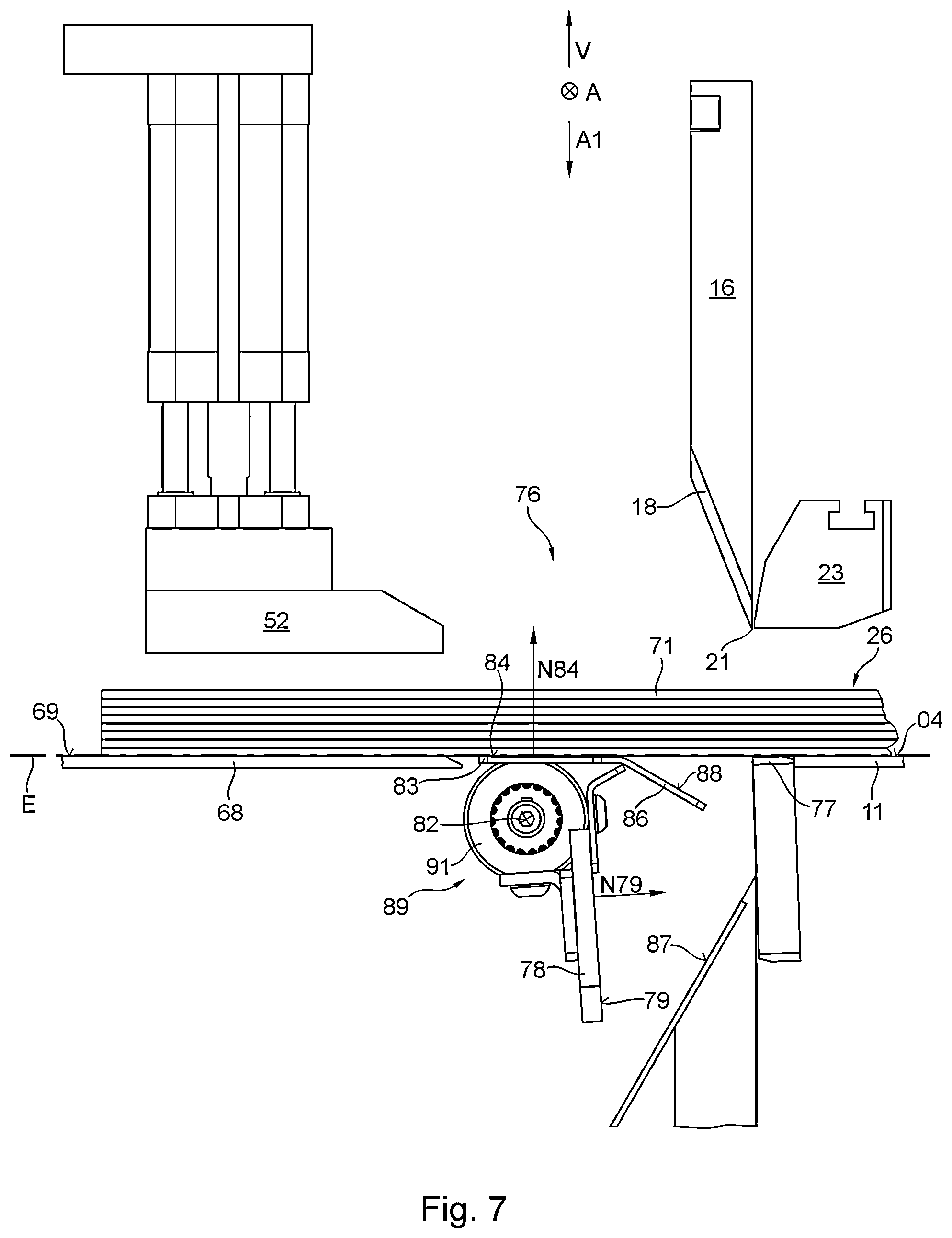 Patent US12365108 Figure 7 – Pile cutting apparatus with support element