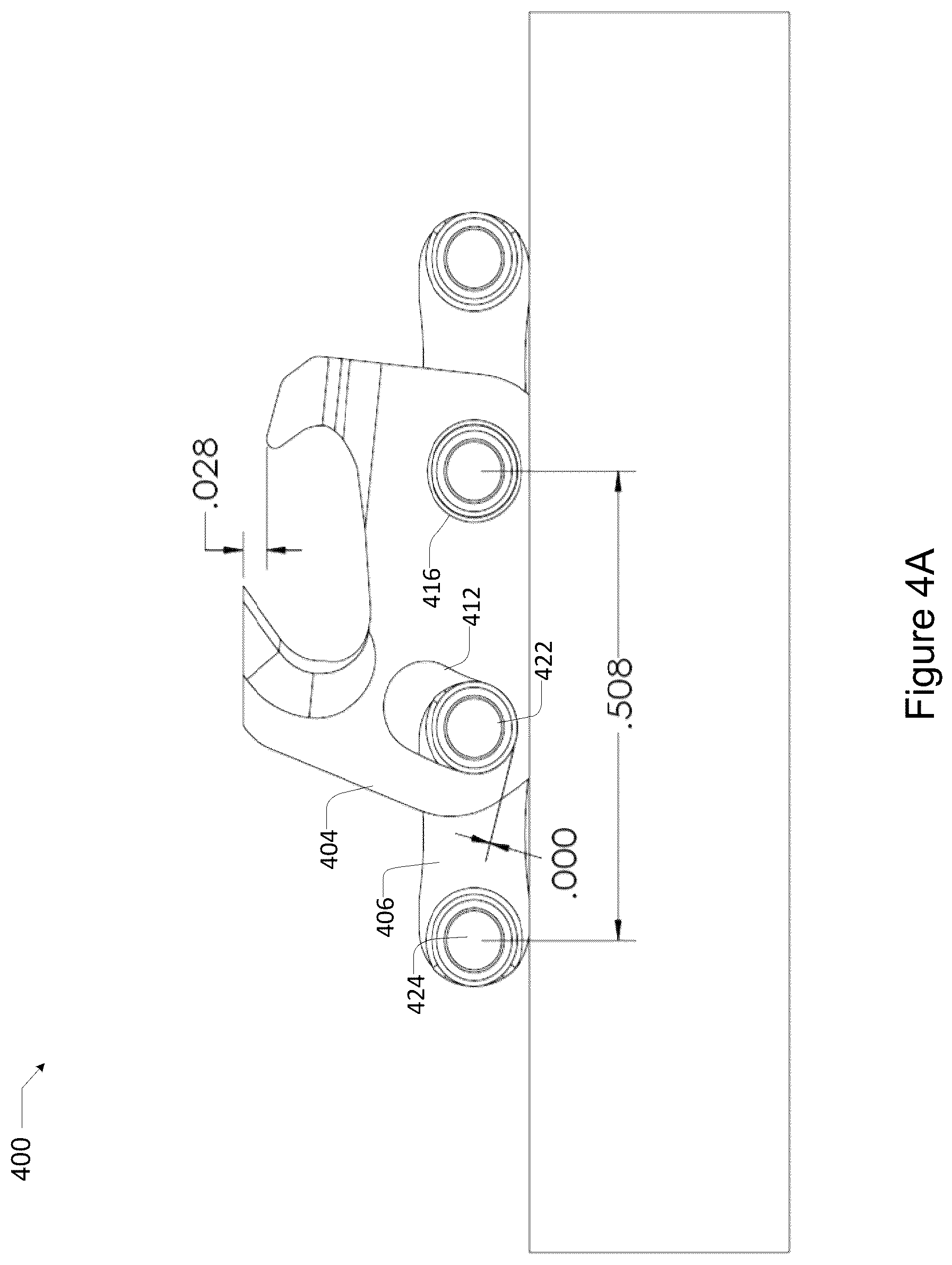 Patent US12365109 Figure 6 – Saw chain link with one or more oversized rivet holes