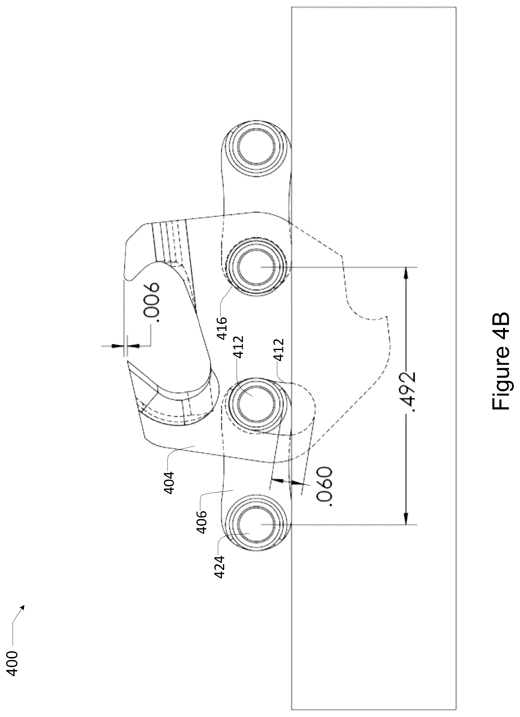Patent US12365109 Figure 7 – Saw chain link with one or more oversized rivet holes
