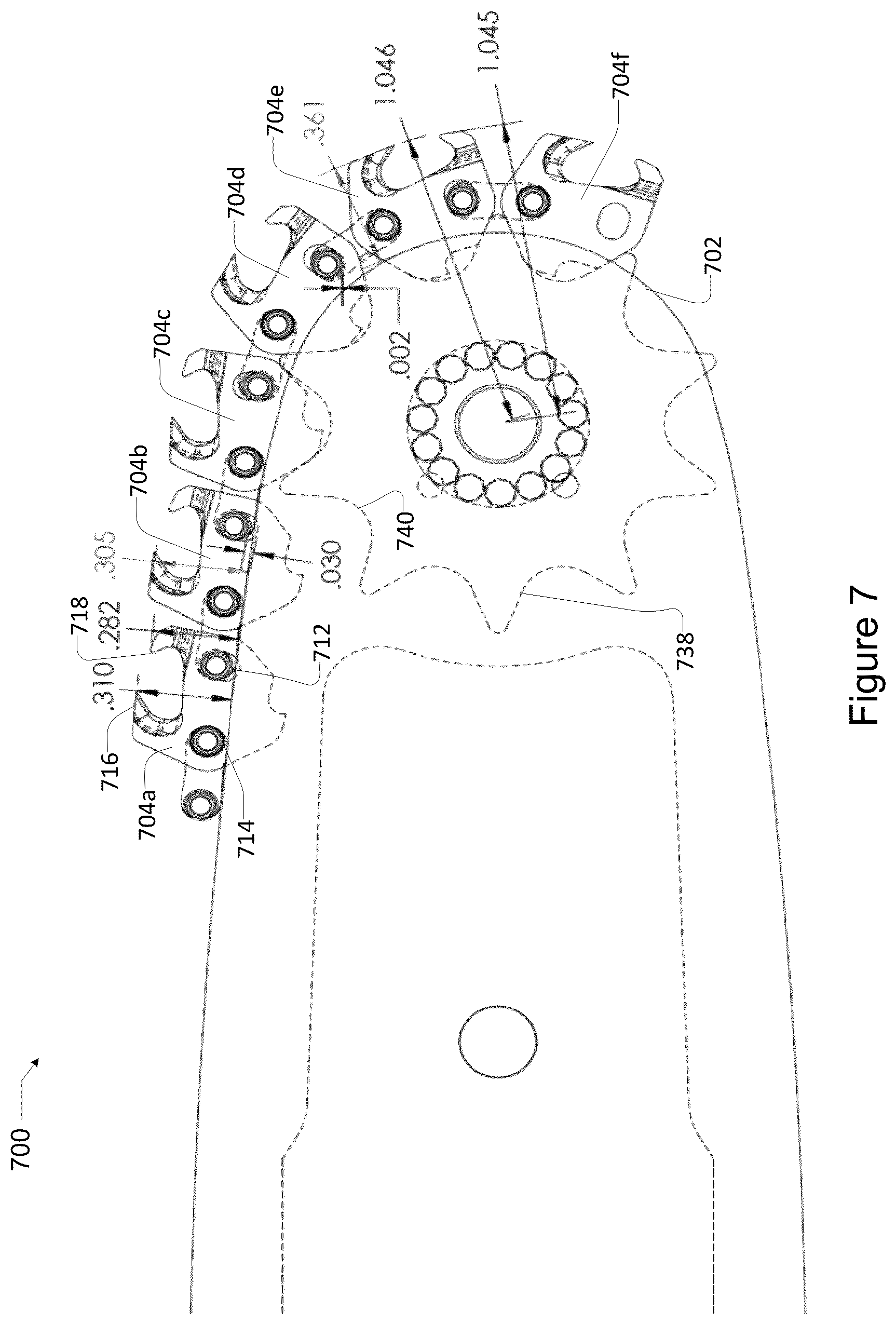 Patent US12365109 Figure 13 – Saw chain link with one or more oversized rivet holes