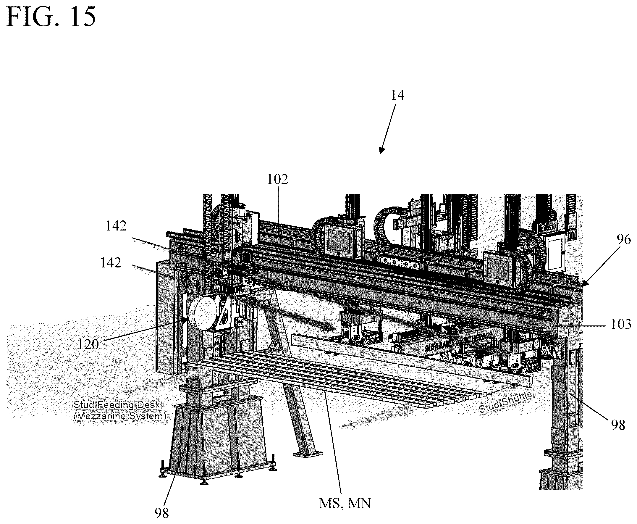 Patent US12365110 Figure 15 – Automated wall frame assembly system