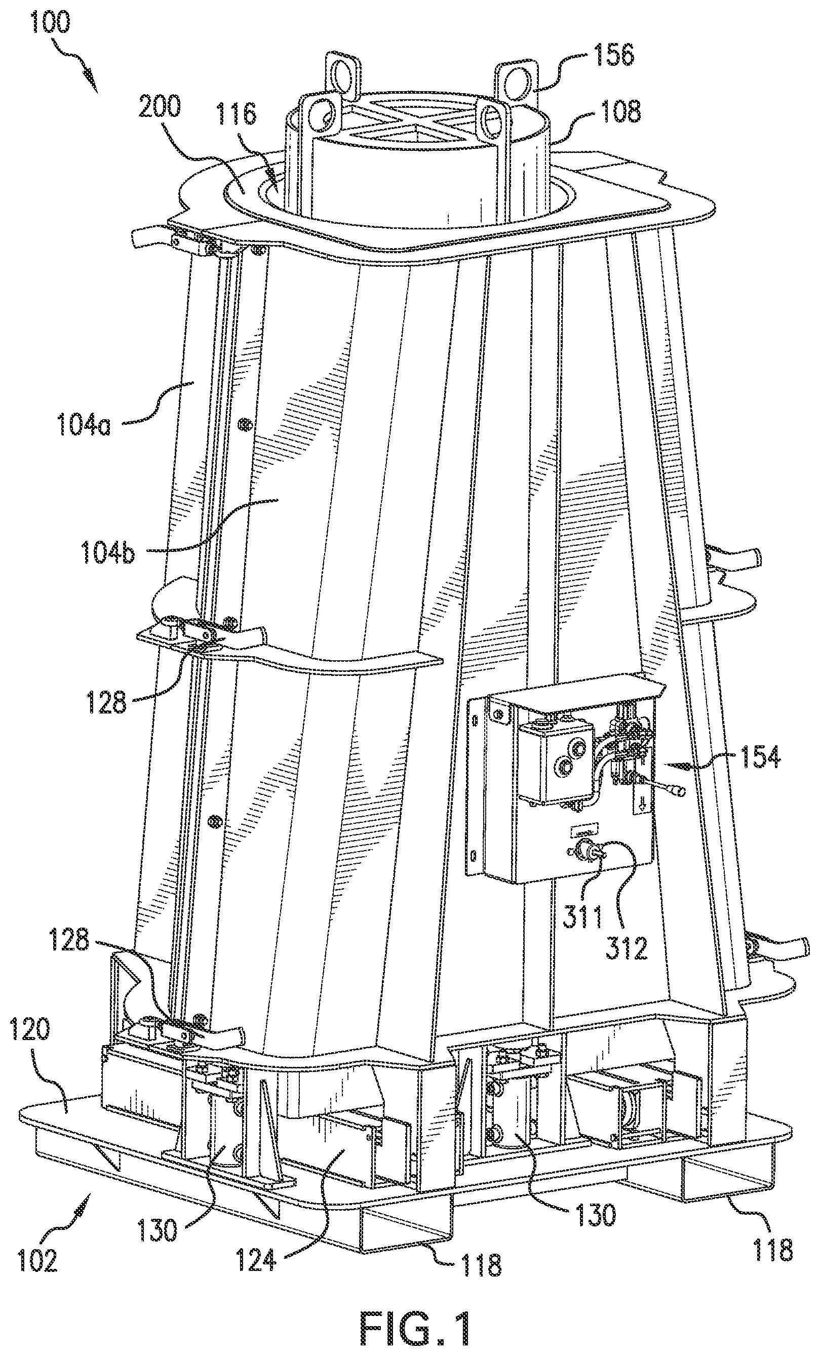 Patent US12365113 Figure 1 – Form for vertically casting flared end products and method of manufacturing the same