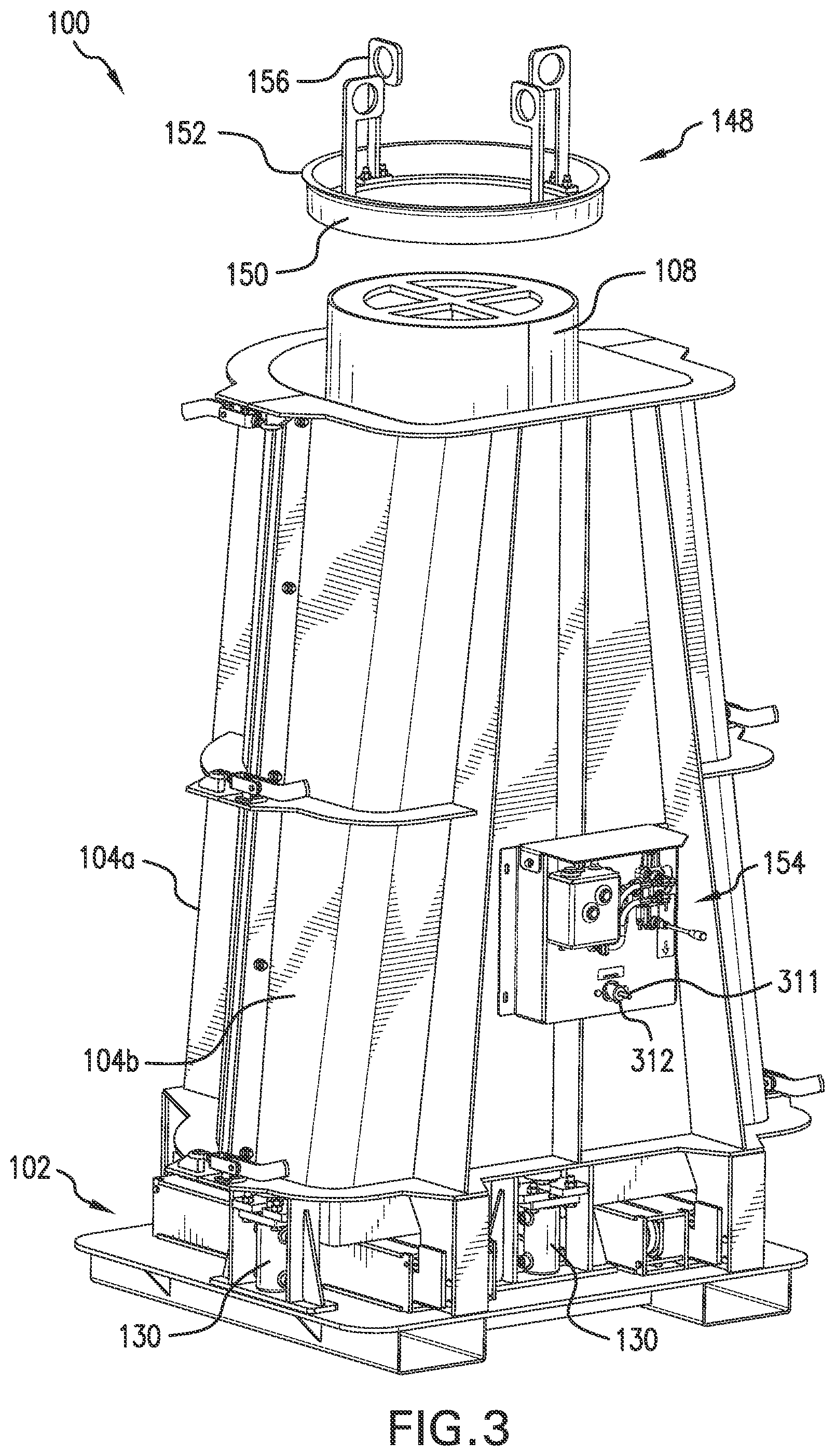Patent US12365113 Figure 3 – Form for vertically casting flared end products and method of manufacturing the same