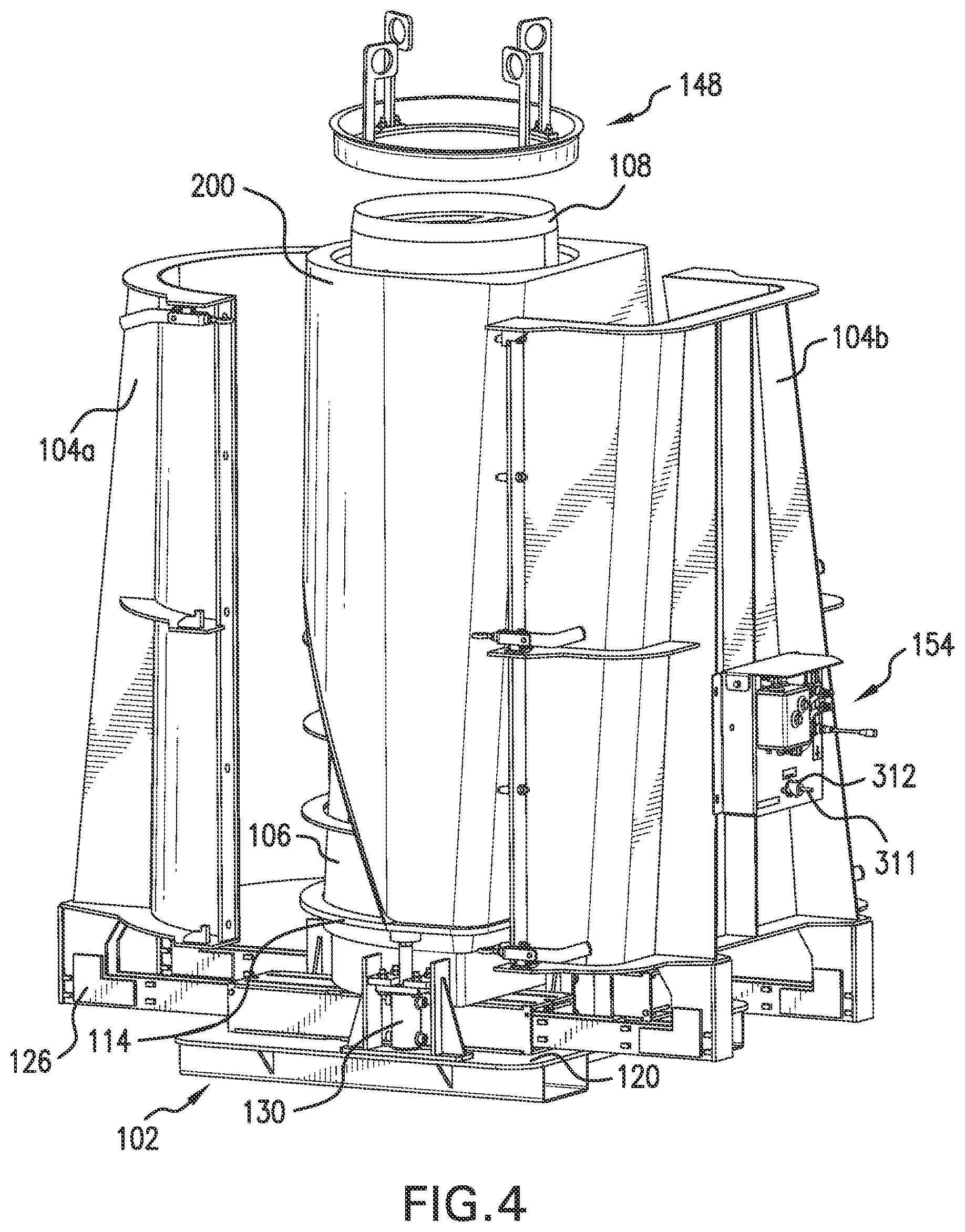Patent US12365113 Figure 4 – Form for vertically casting flared end products and method of manufacturing the same