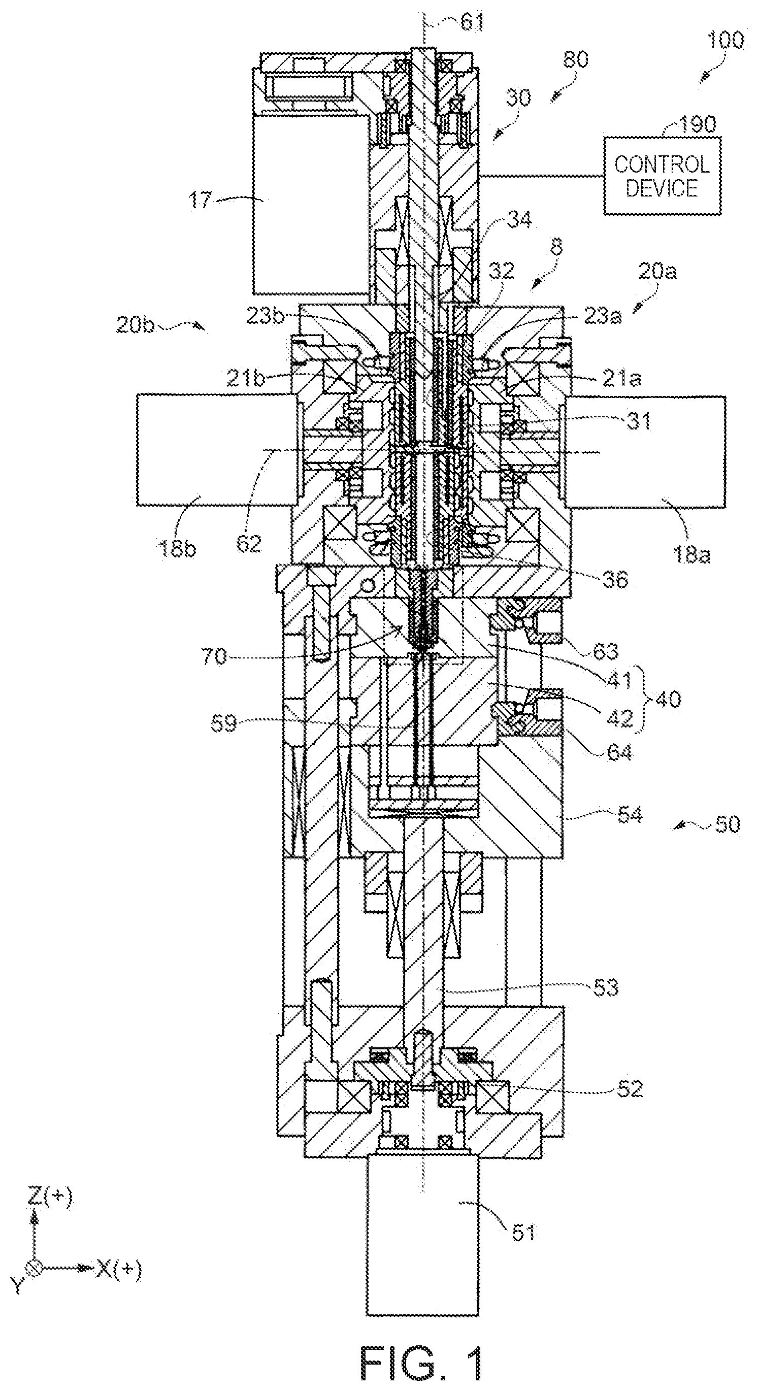 Patent US12365123 Figure 1 – Plasticizing device, injection molding device, three dimensional shaping device