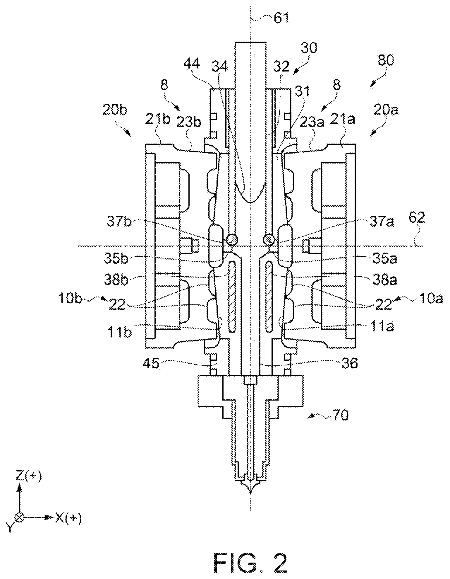 Patent US12365123 Figure 2 – Plasticizing device, injection molding device, three dimensional shaping device