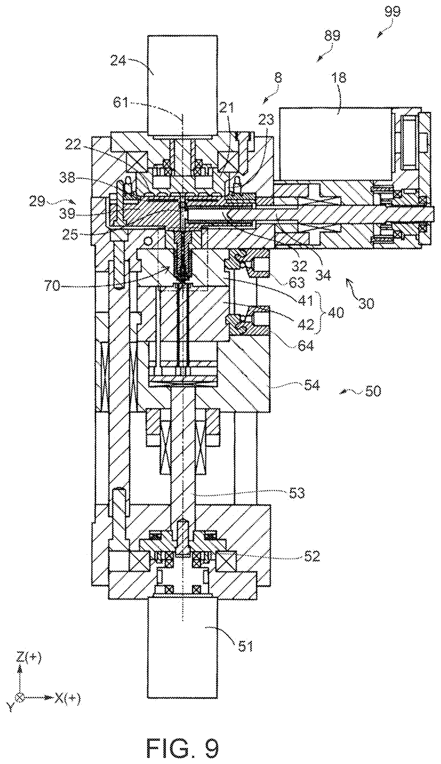 Patent US12365123 Figure 9 – Plasticizing device, injection molding device, three dimensional shaping device