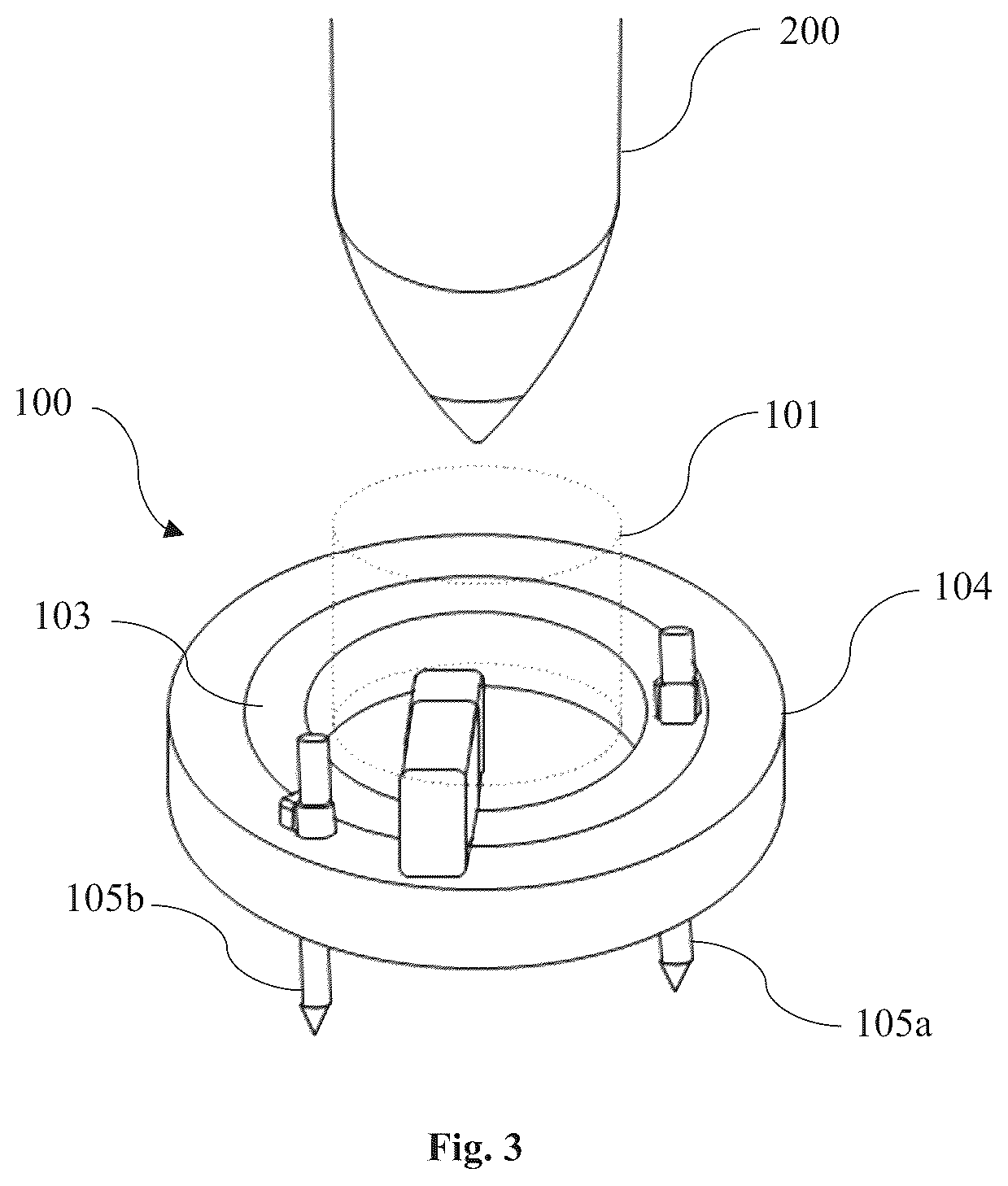 Patent US12365135 Figure 3 – Device connectable to an additive manufacturing system, an additive manufacturing system and a method of producing a construction element