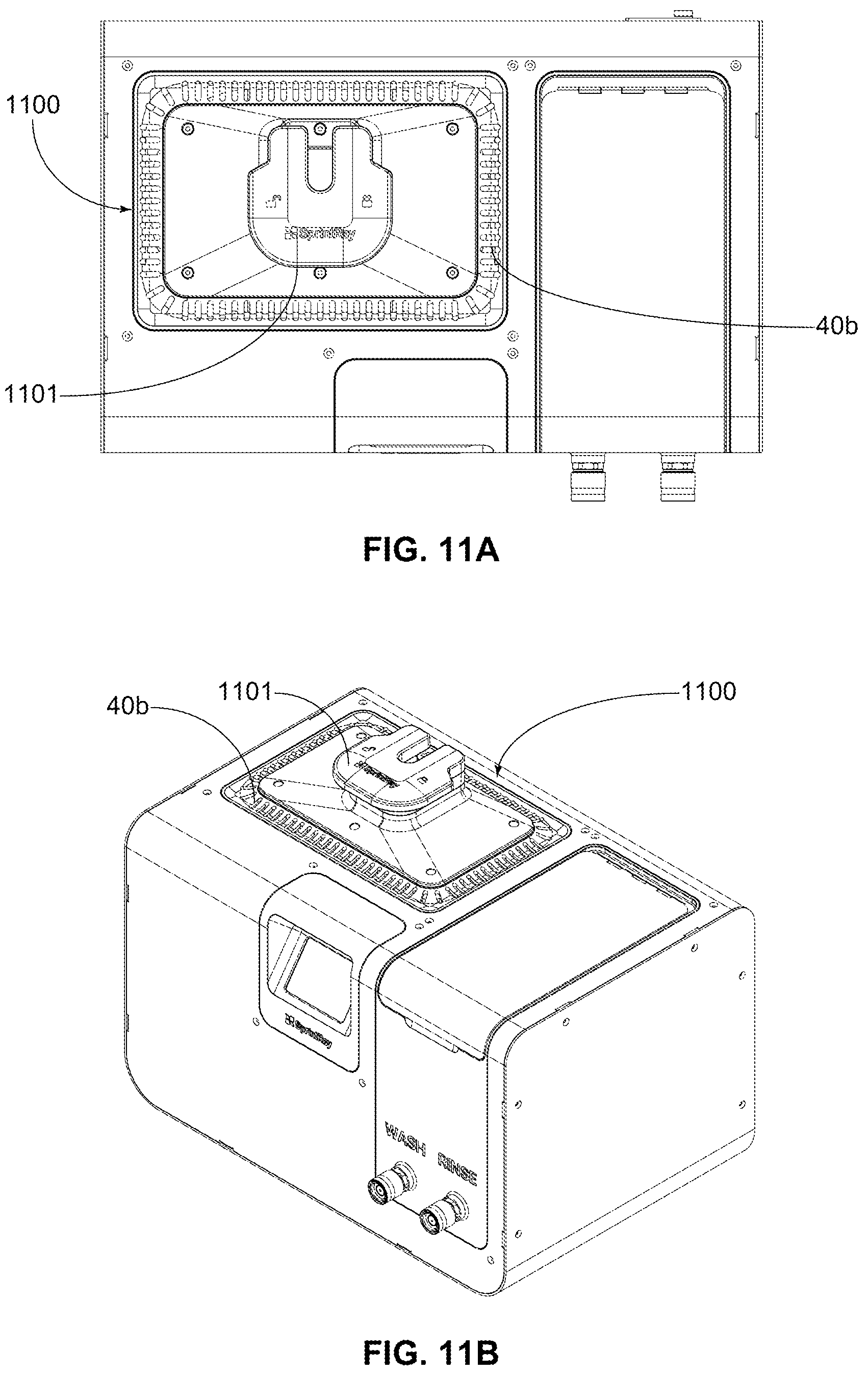 Patent US12365138 Figure 11 – Multi-stage wash system for vat polymerization-based 3D printed parts