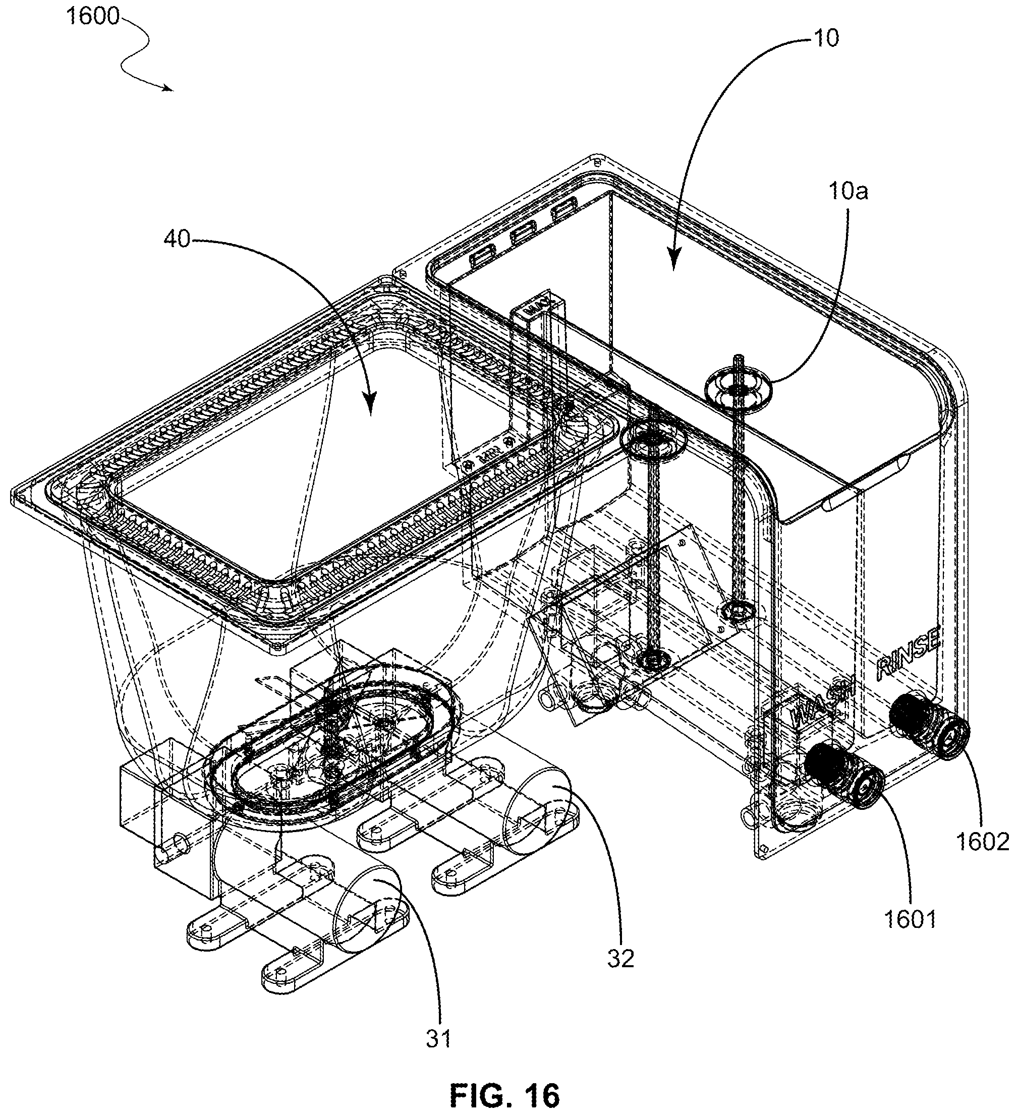 Patent US12365138 Figure 16 – Multi-stage wash system for vat polymerization-based 3D printed parts