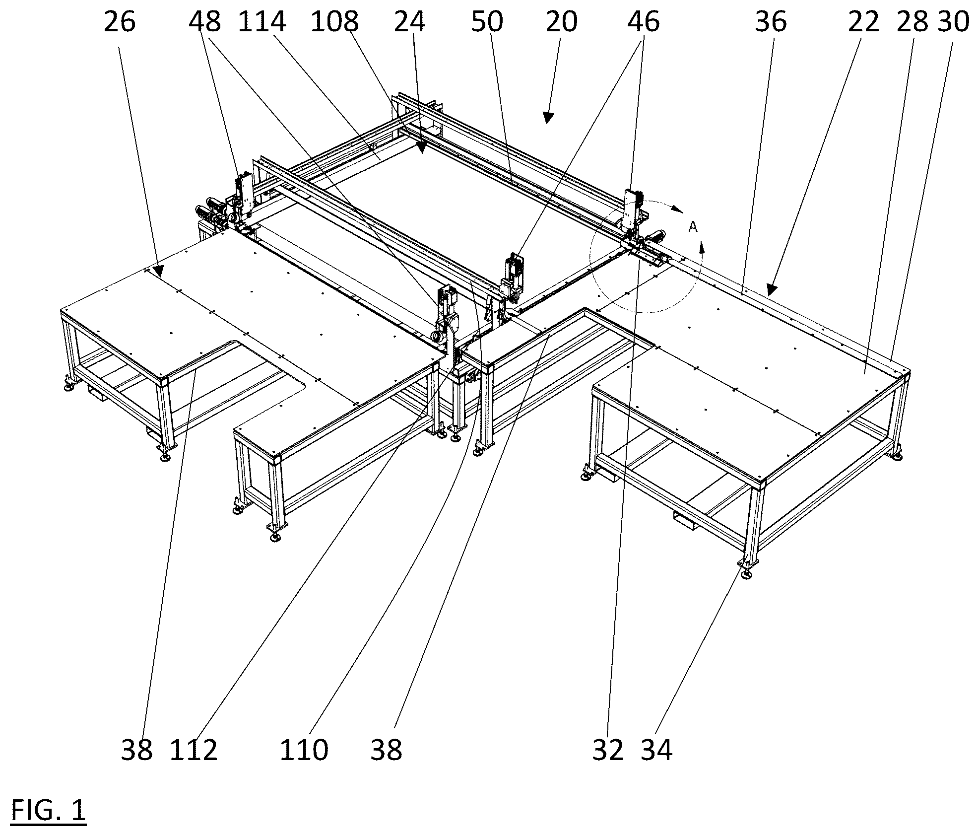 Patent US12365145 Figure 1 – Mesh to flexible screen frame laminator