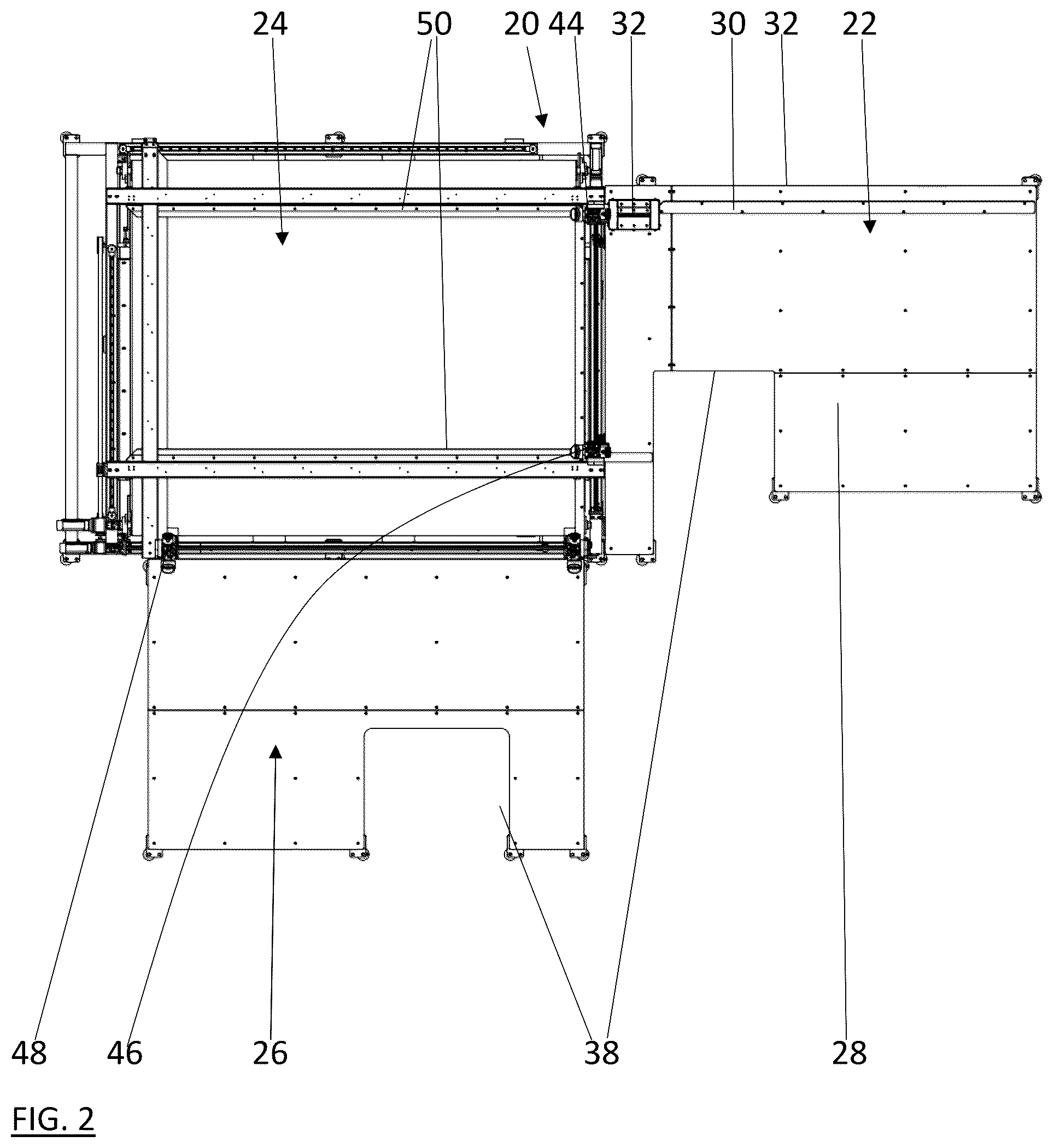 Patent US12365145 Figure 2 – Mesh to flexible screen frame laminator