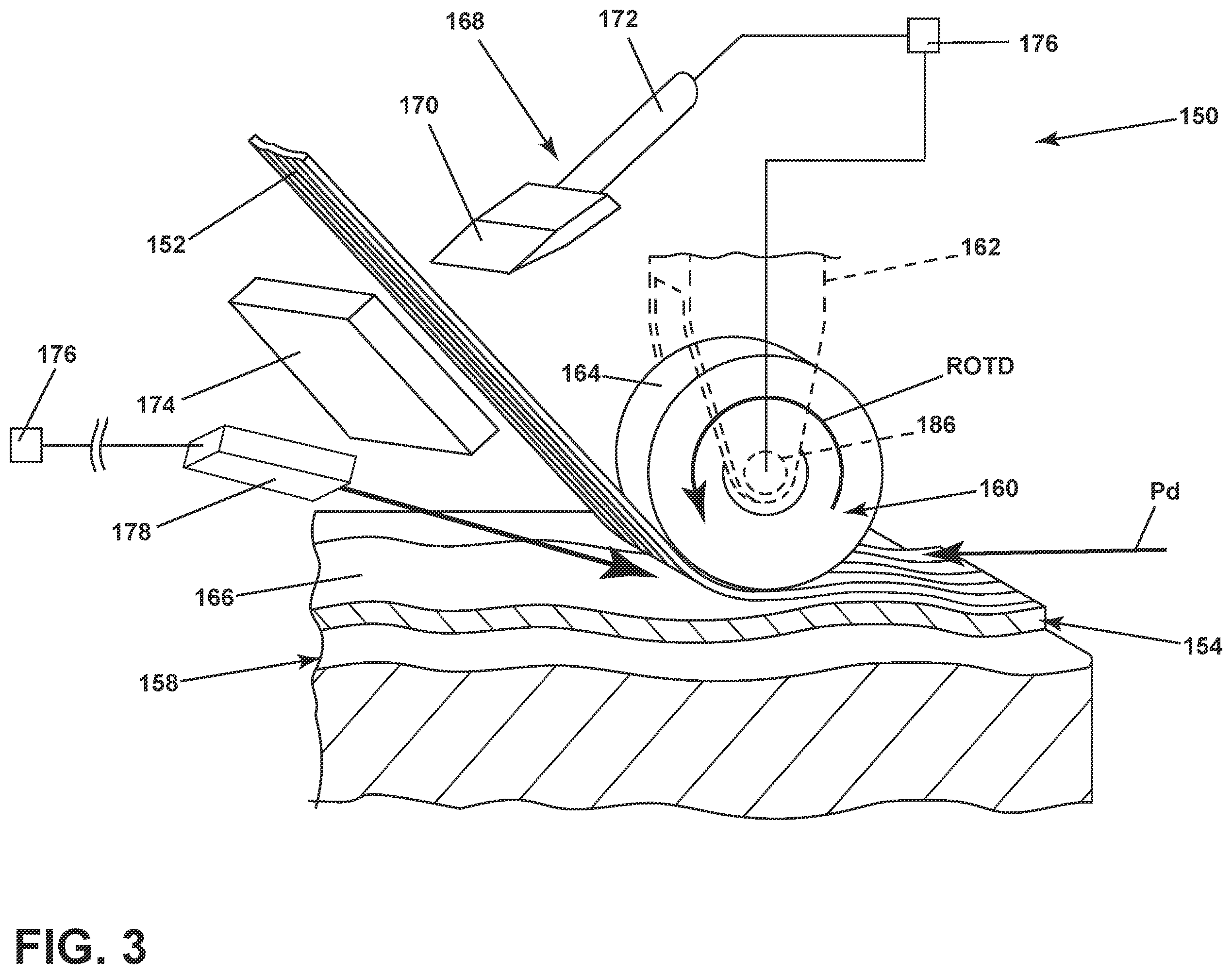 Patent US12365149 Figure 3 – Automated fiber placement assembly with pressure roller