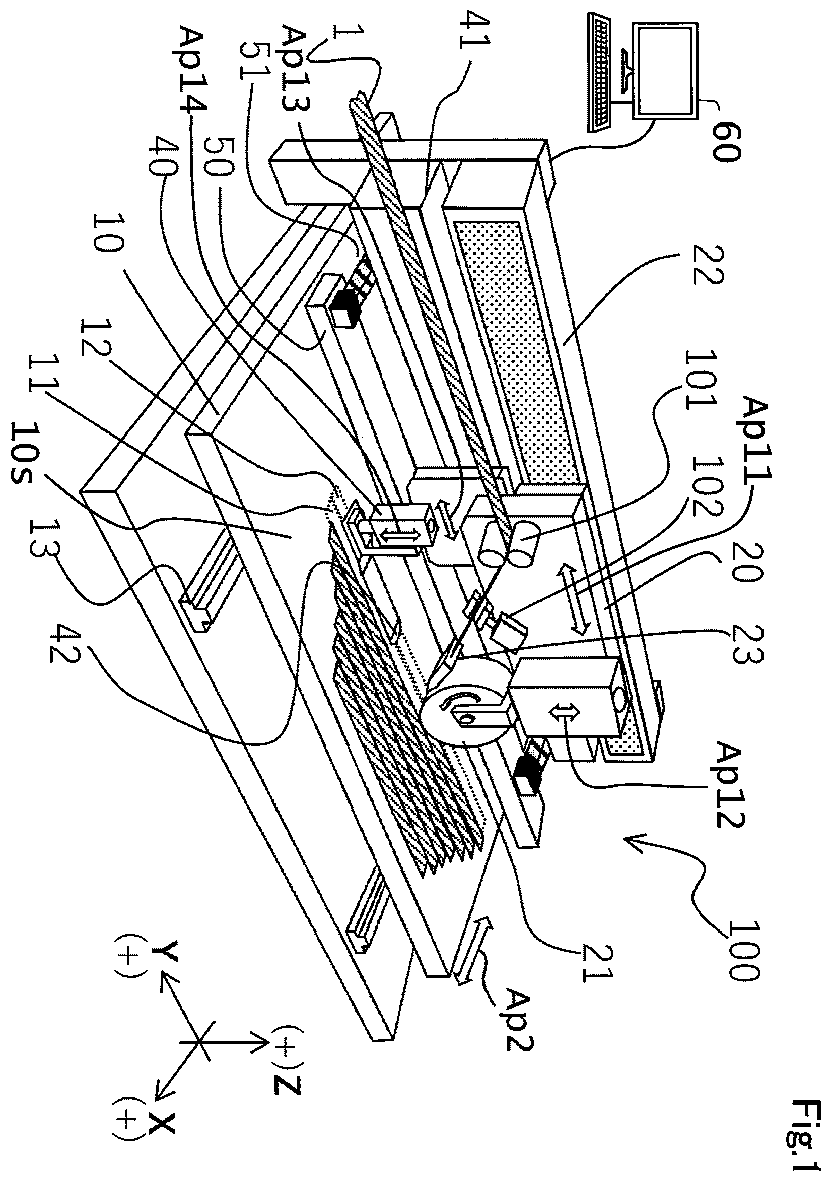 Patent US12365150 Figure 1 – Fiber placement device