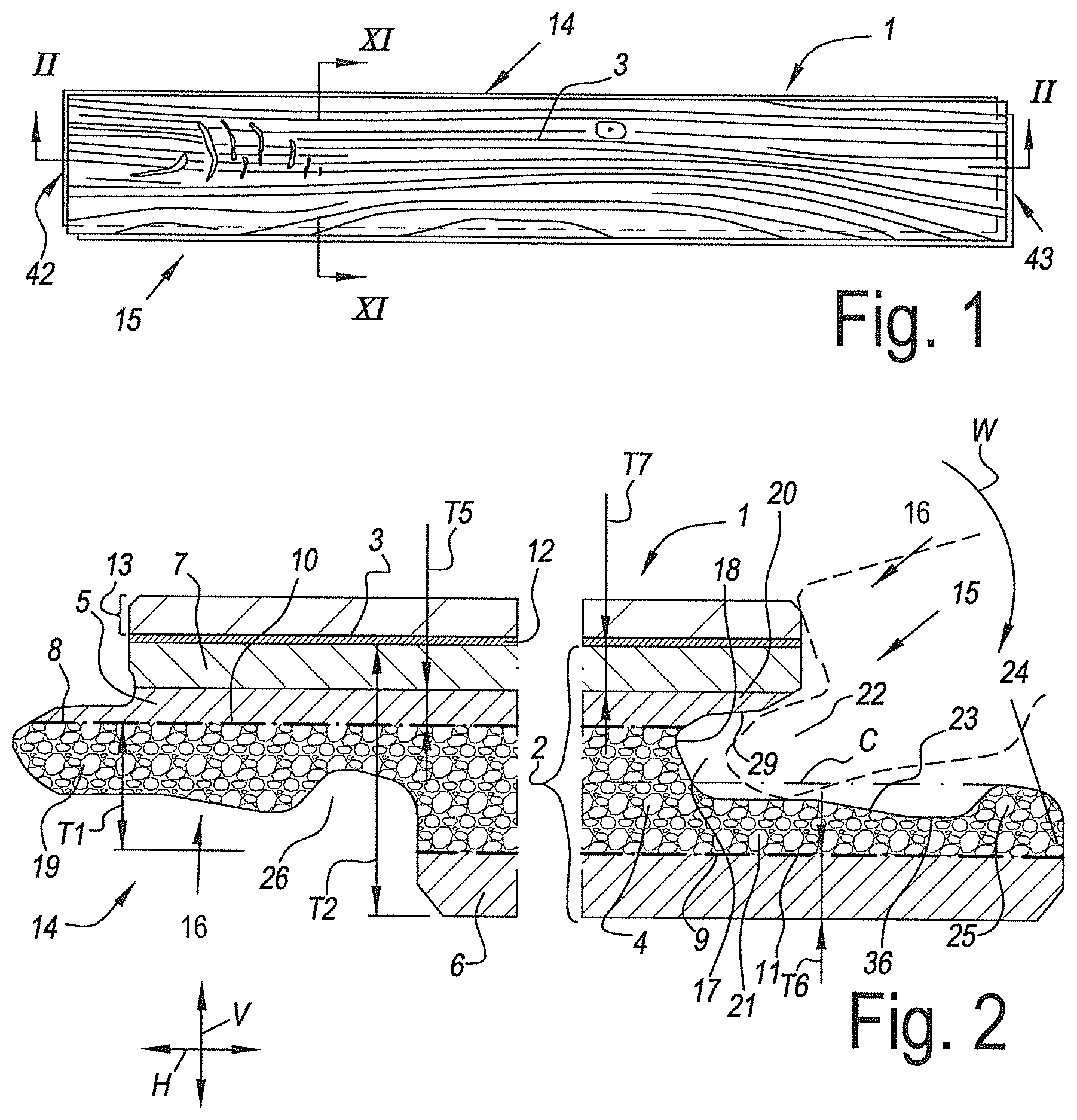 Patent US12365161 — Floor panel and method for manufacturing a floor panel — Figure 1