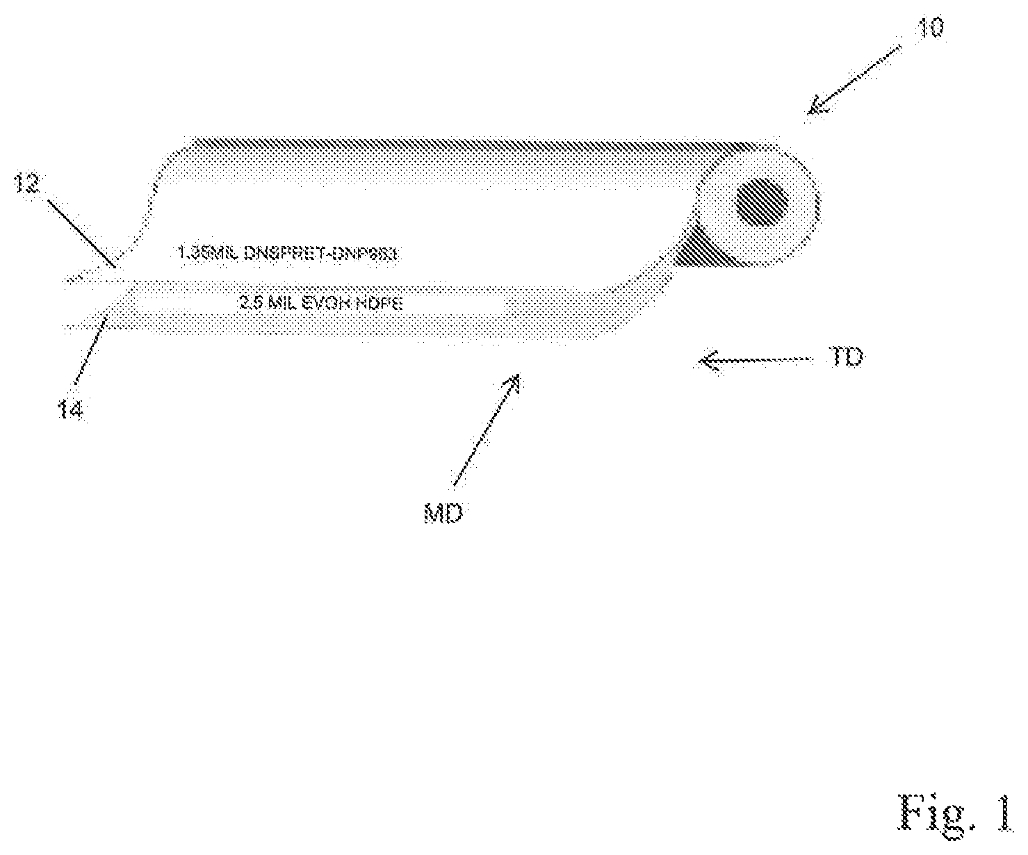Patent US12365170 Figure 1 – Packaging laminate