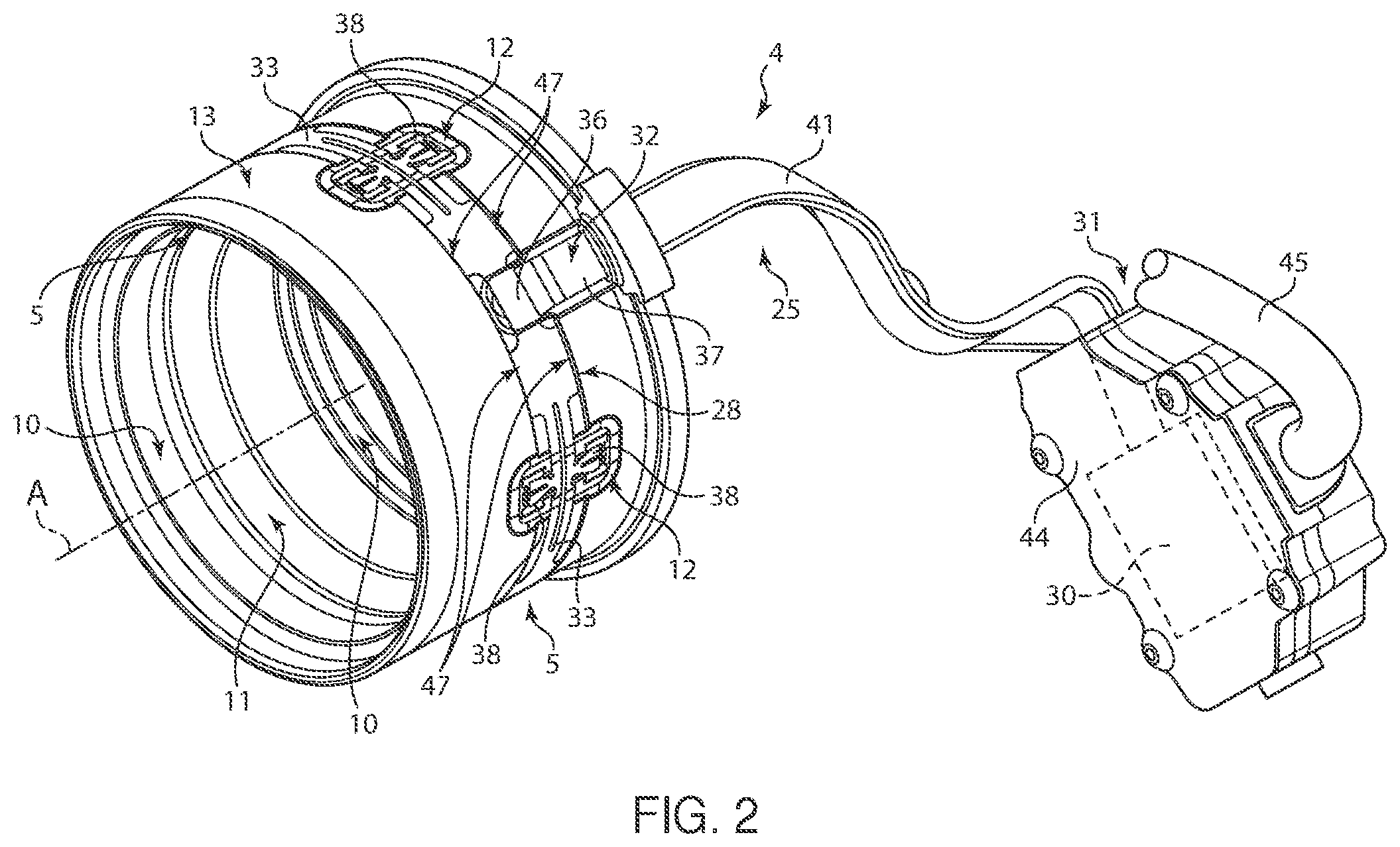 Patent US12365200 Figure 2 – Sensorised wheel hub unit for vehicles, associated system and method for detecting final loads on wheels