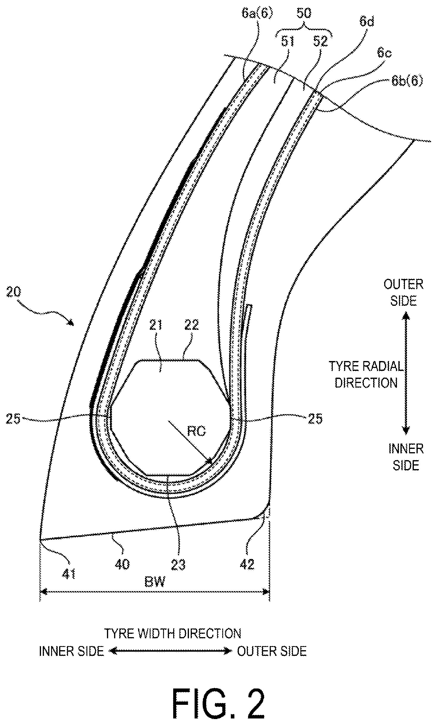 Patent US12365204 Figure 2 – Pneumatic tire and method for manufacturing pneumatic tire