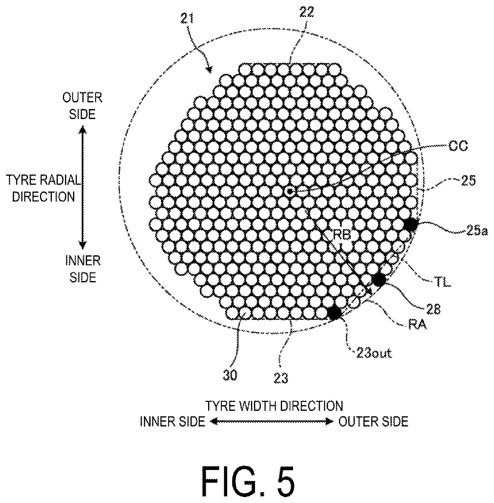 Patent US12365204 Figure 5 – Pneumatic tire and method for manufacturing pneumatic tire