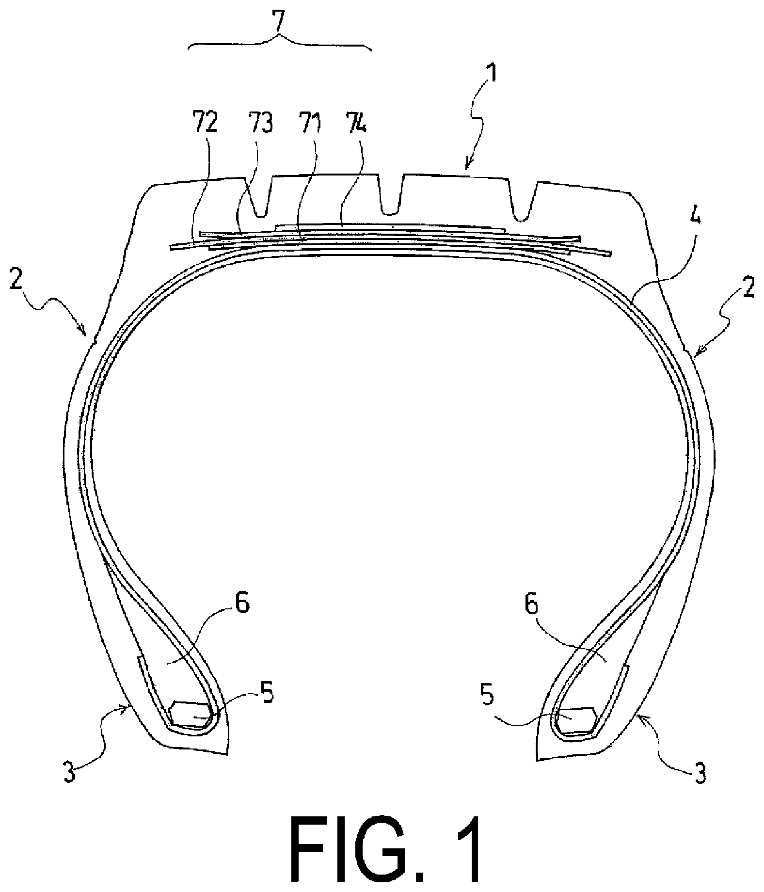 Patent US12365205 Figure 1 – Pneumatic tire