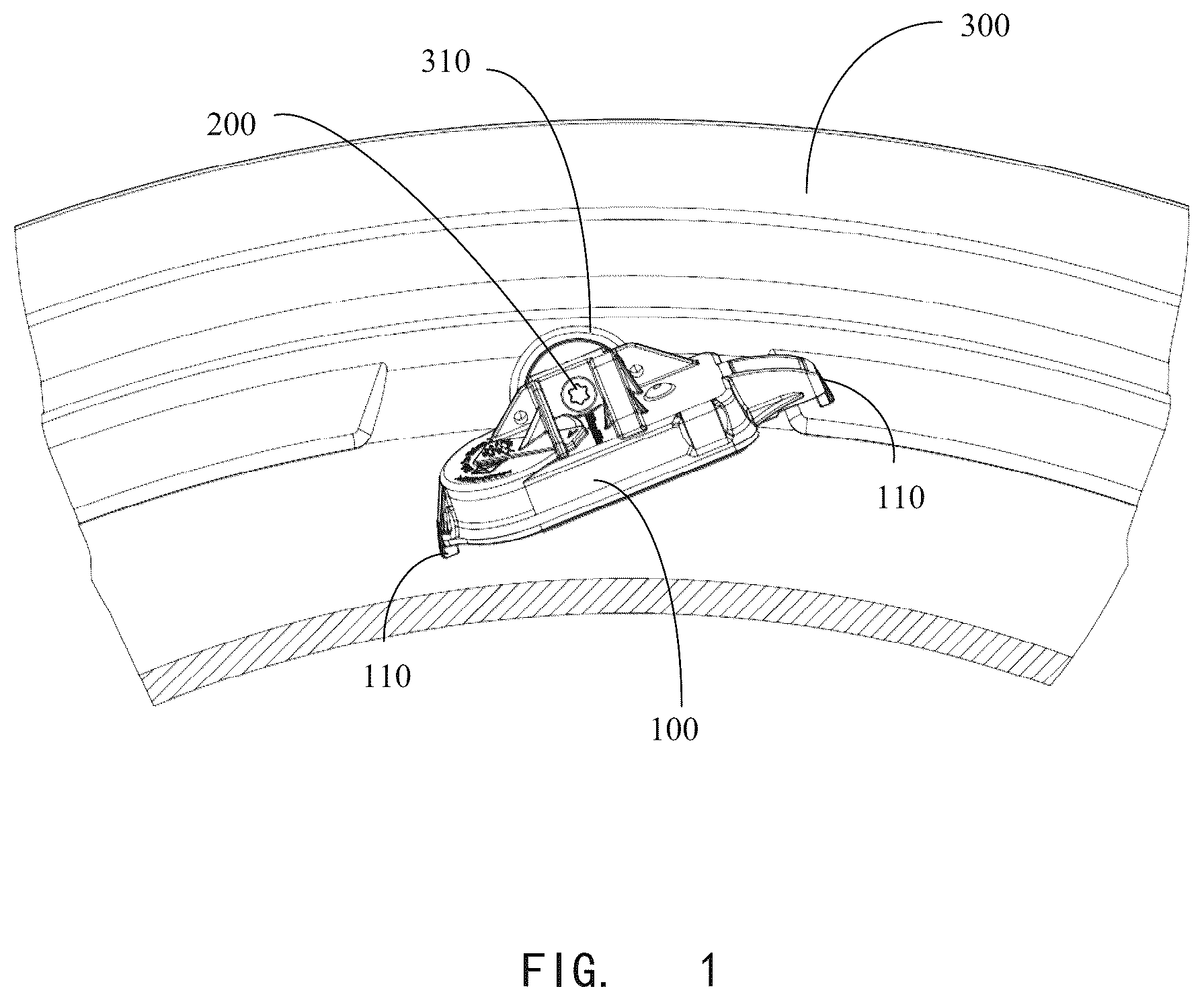 Patent US12365206 Figure 1 – TPMS transmitter fixing structure and assembling structure