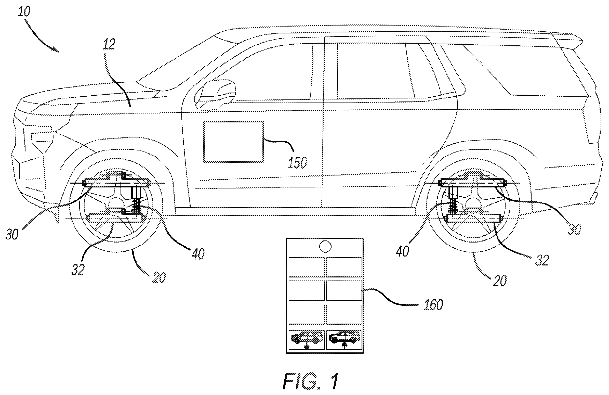 Patent US12365211 — Vehicle lowering and lifting system — Figure 1