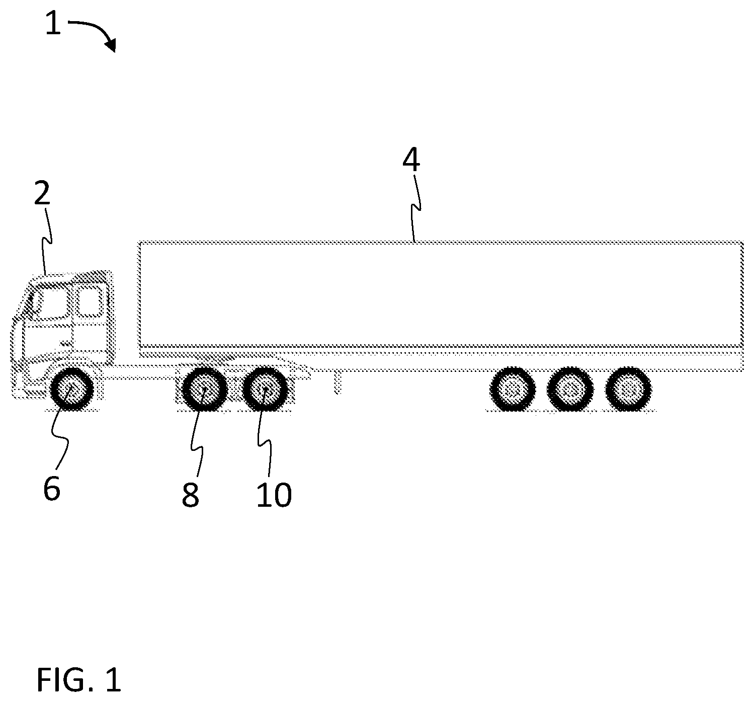 Patent US12365213 Figure 1 – Air supply control arrangement for a heavy duty vehicle comprising a lift axle