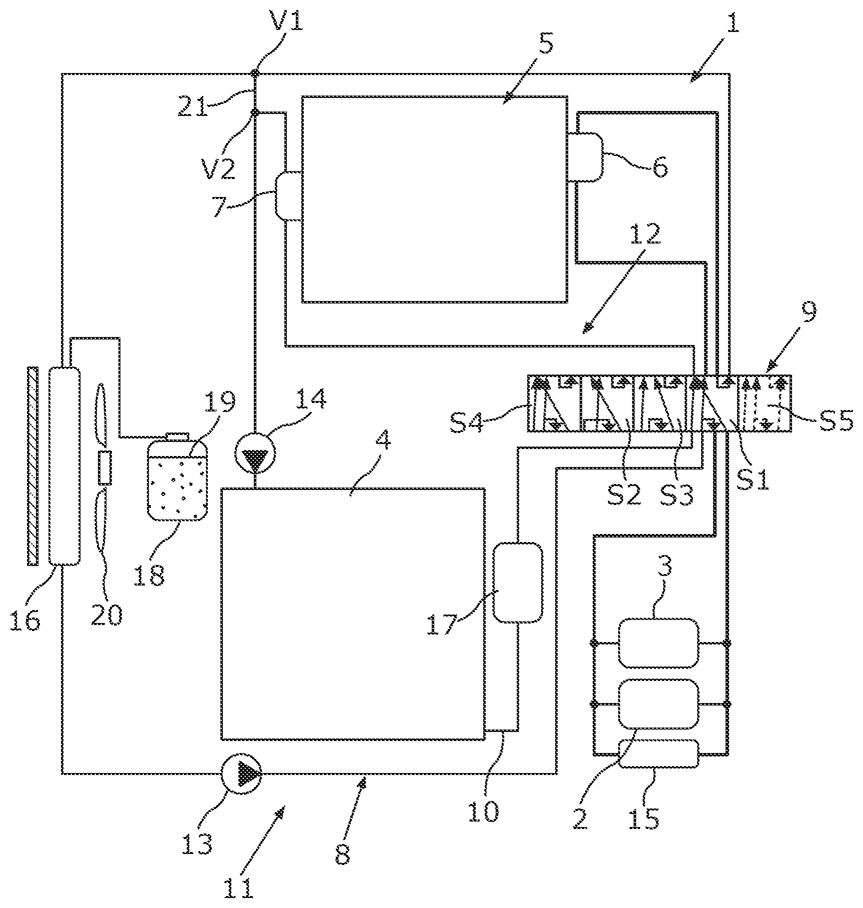 Patent US12365214 Figure 1 – Temperature-control device for a motor vehicle and motor vehicle