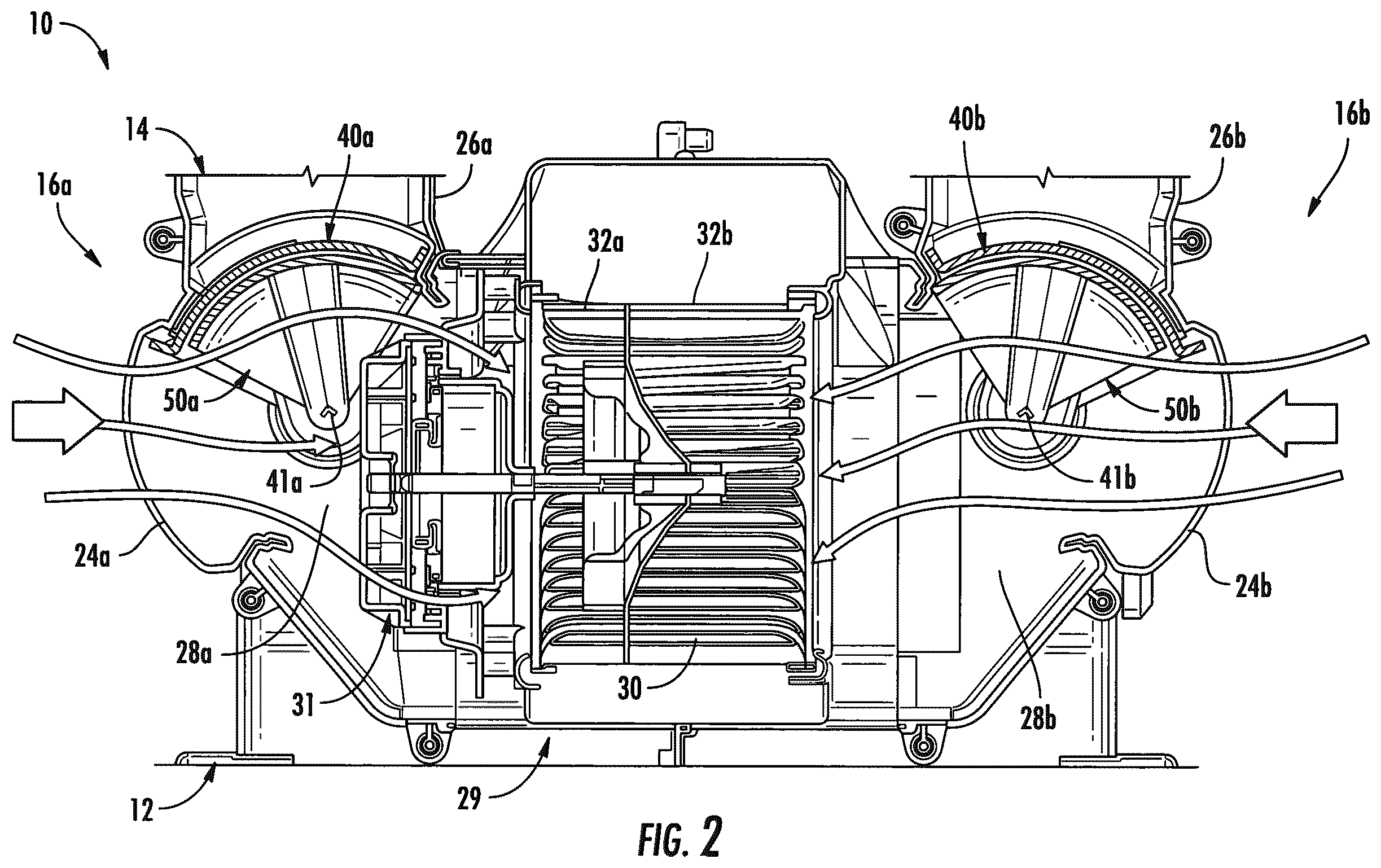 Patent US12365217 Figure 2 – HVAC dual inlet design for partial recirculation operation