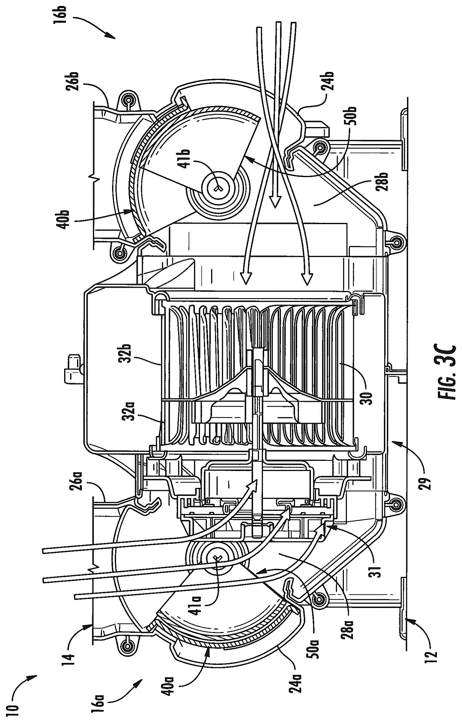 Patent US12365217 Figure 5 – HVAC dual inlet design for partial recirculation operation