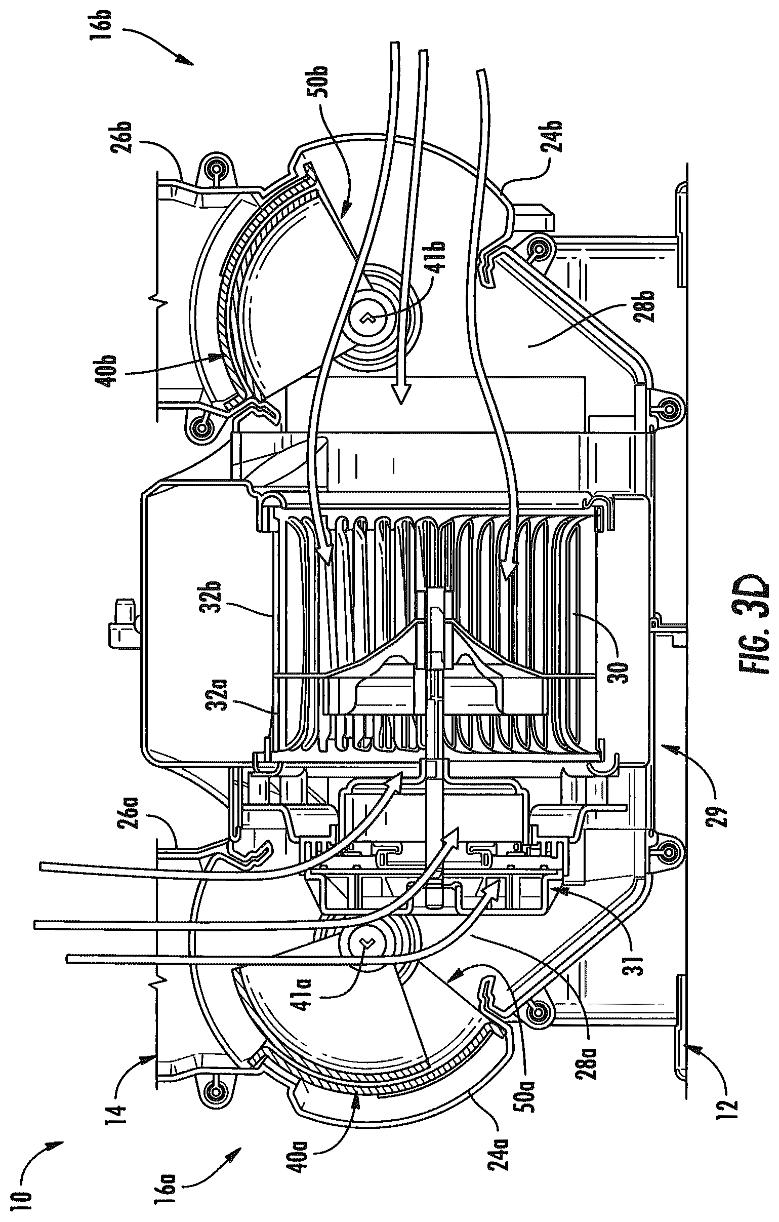 Patent US12365217 Figure 6 – HVAC dual inlet design for partial recirculation operation