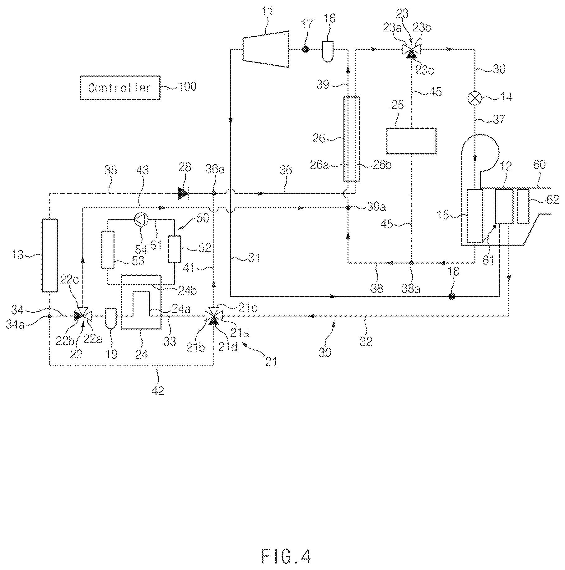 Patent US12365221 Figure 4 – Vehicle HVAC system