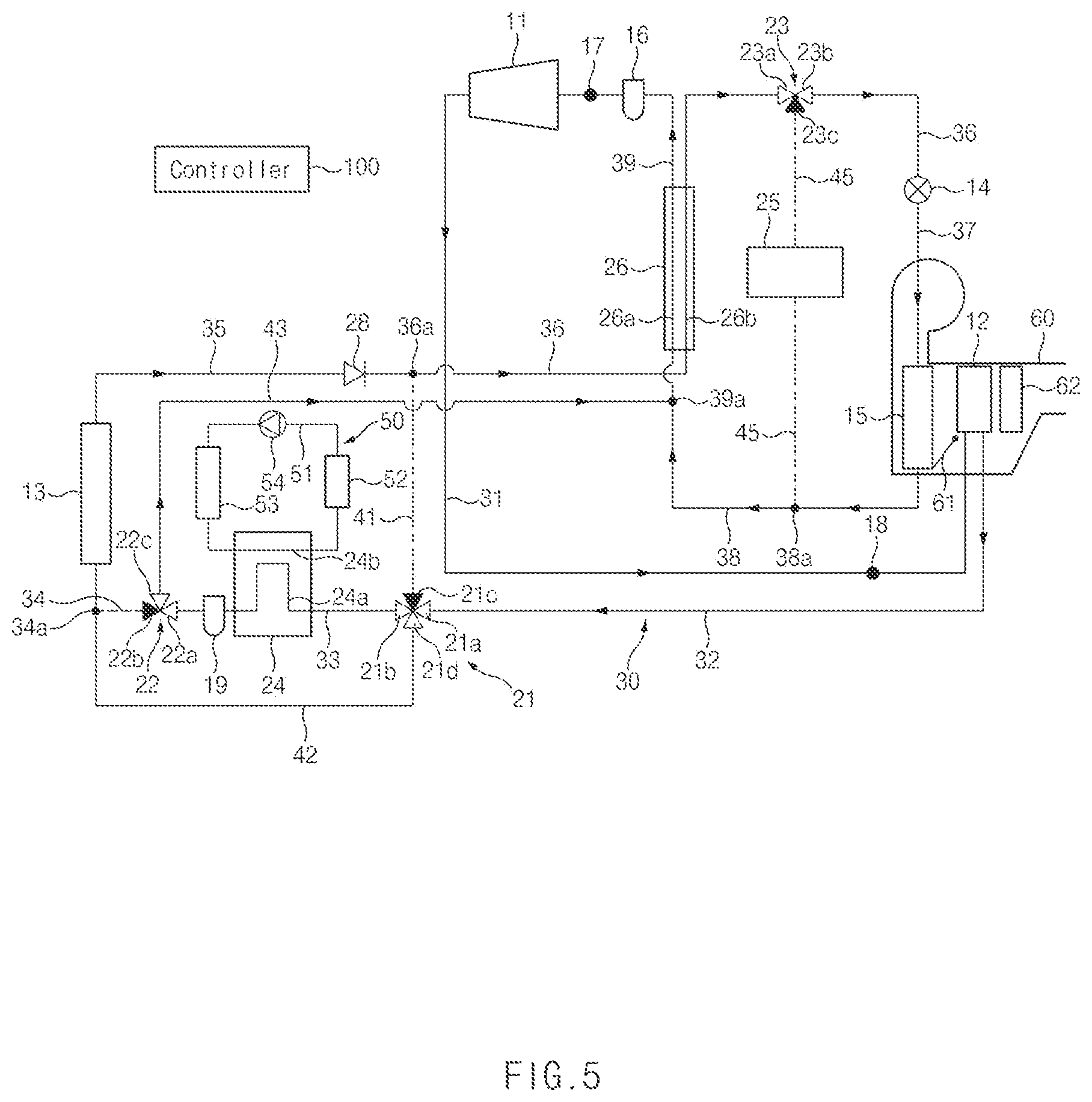 Patent US12365221 Figure 5 – Vehicle HVAC system