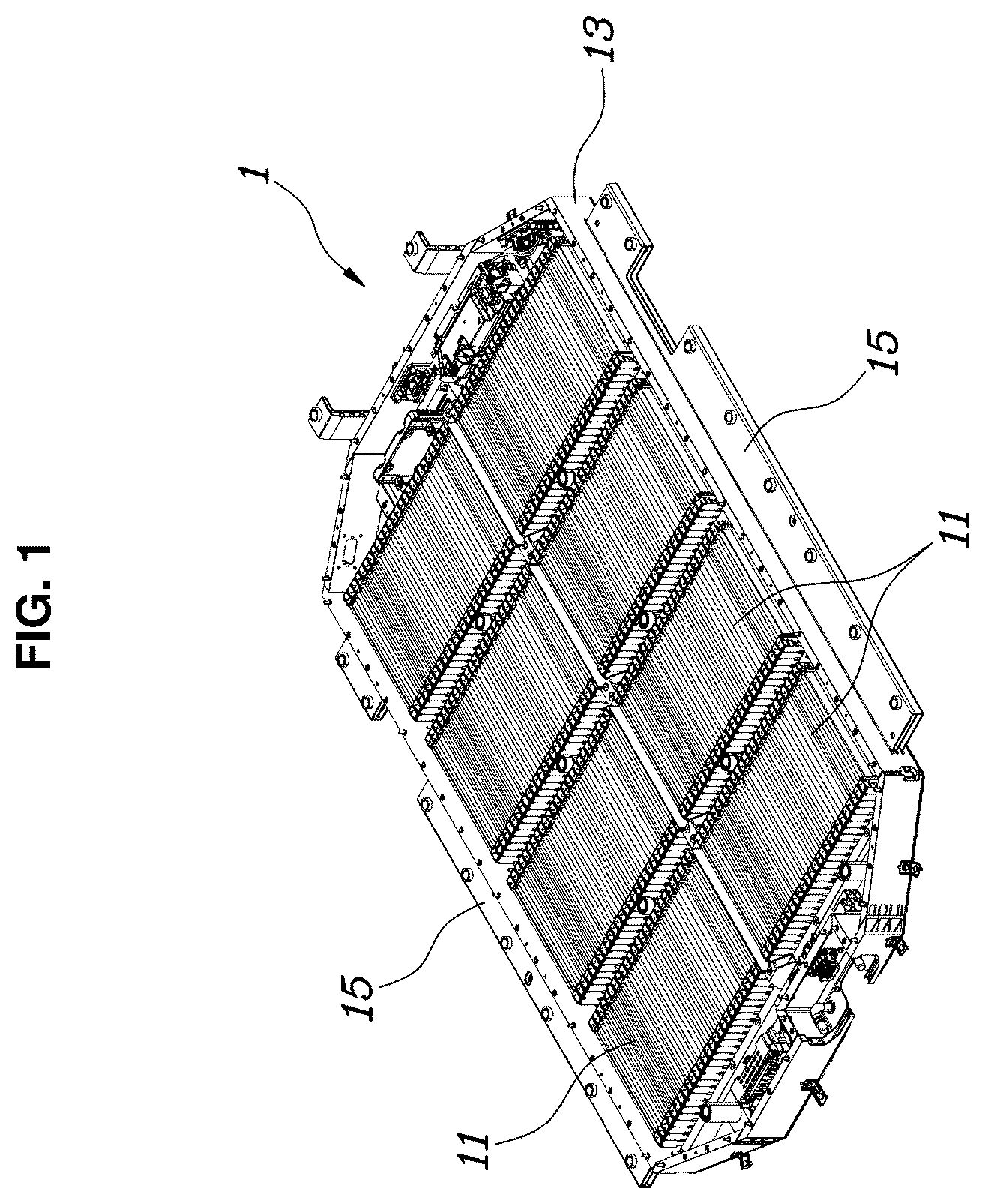 Patent US12365229 — Vehicle battery assembly mounting structure — Figure 1