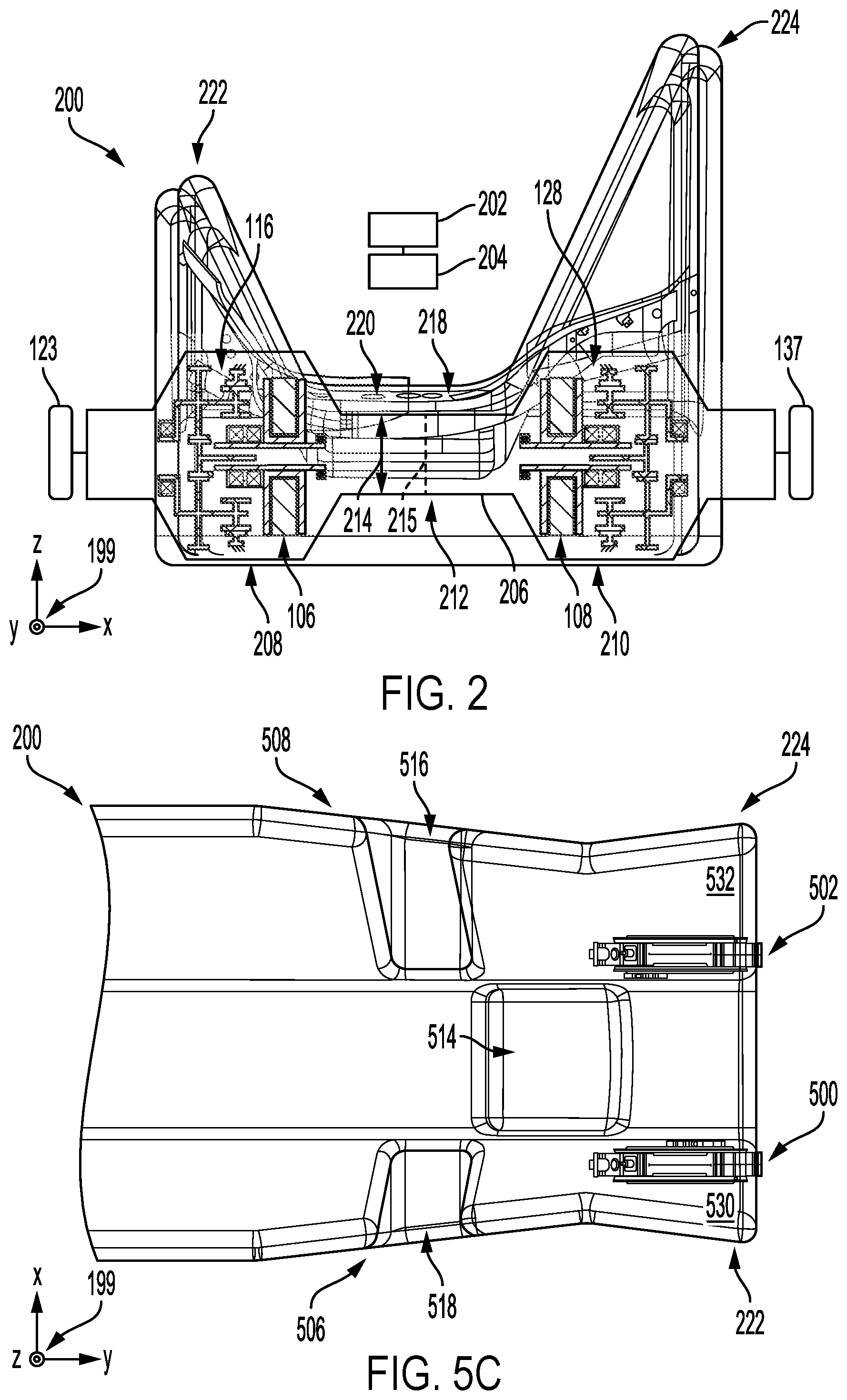 Patent US12365230 Figure 2 – Electric axle with compact electric machine and gearbox arrangement