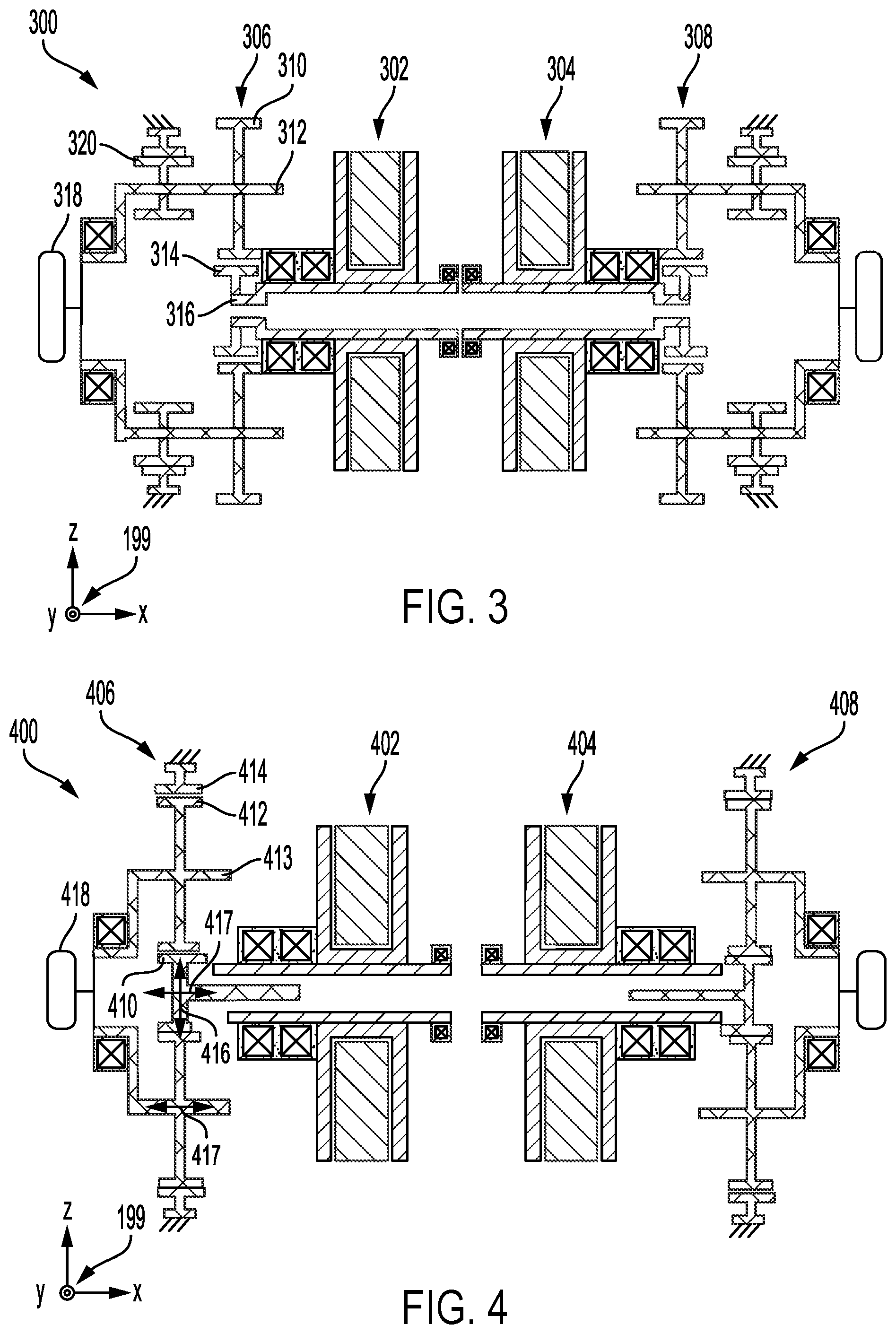 Patent US12365230 Figure 3 – Electric axle with compact electric machine and gearbox arrangement