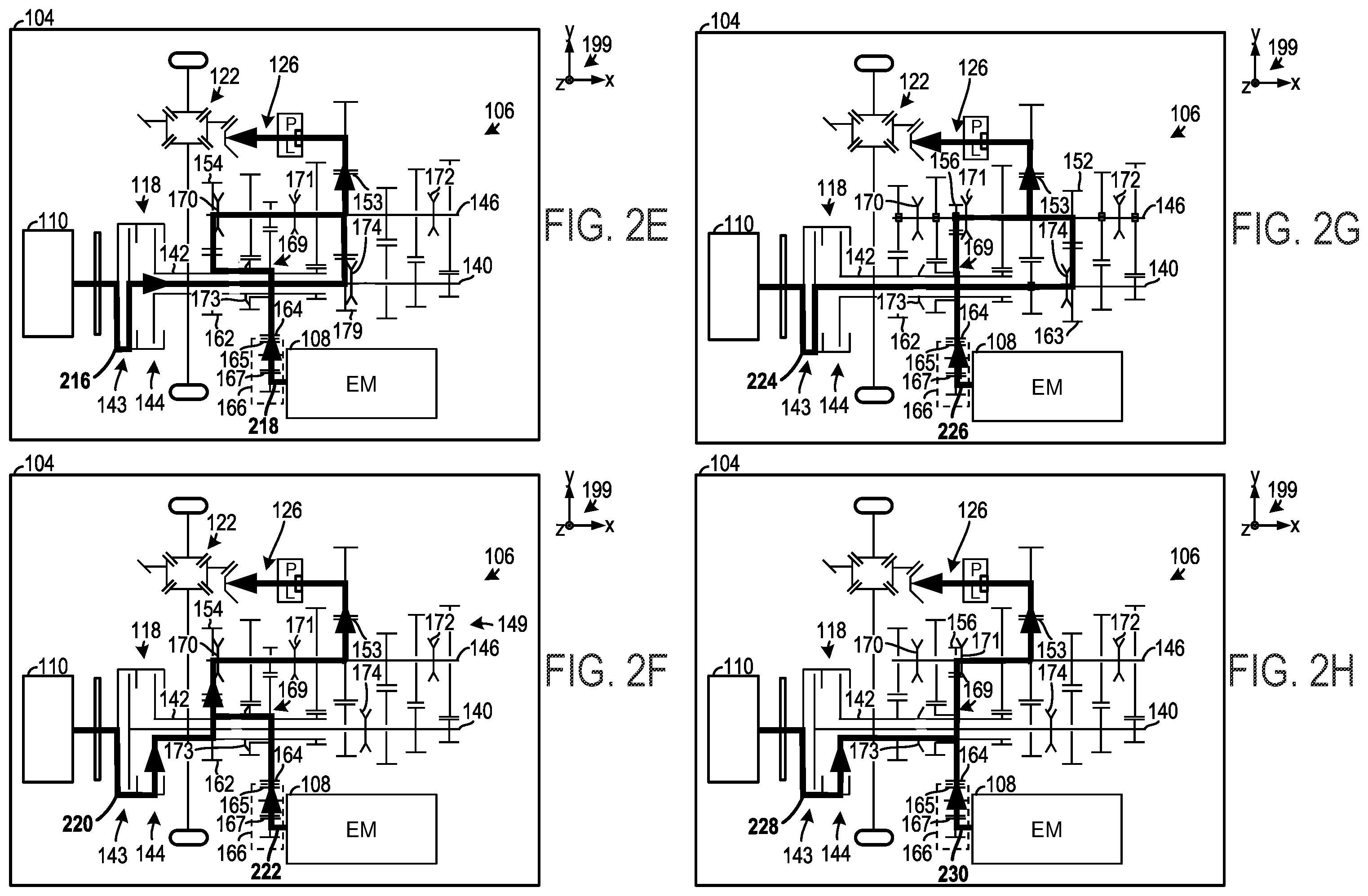 Patent US12365235 Figure 3 – Multi-speed hybrid transmission and transmission operating method
