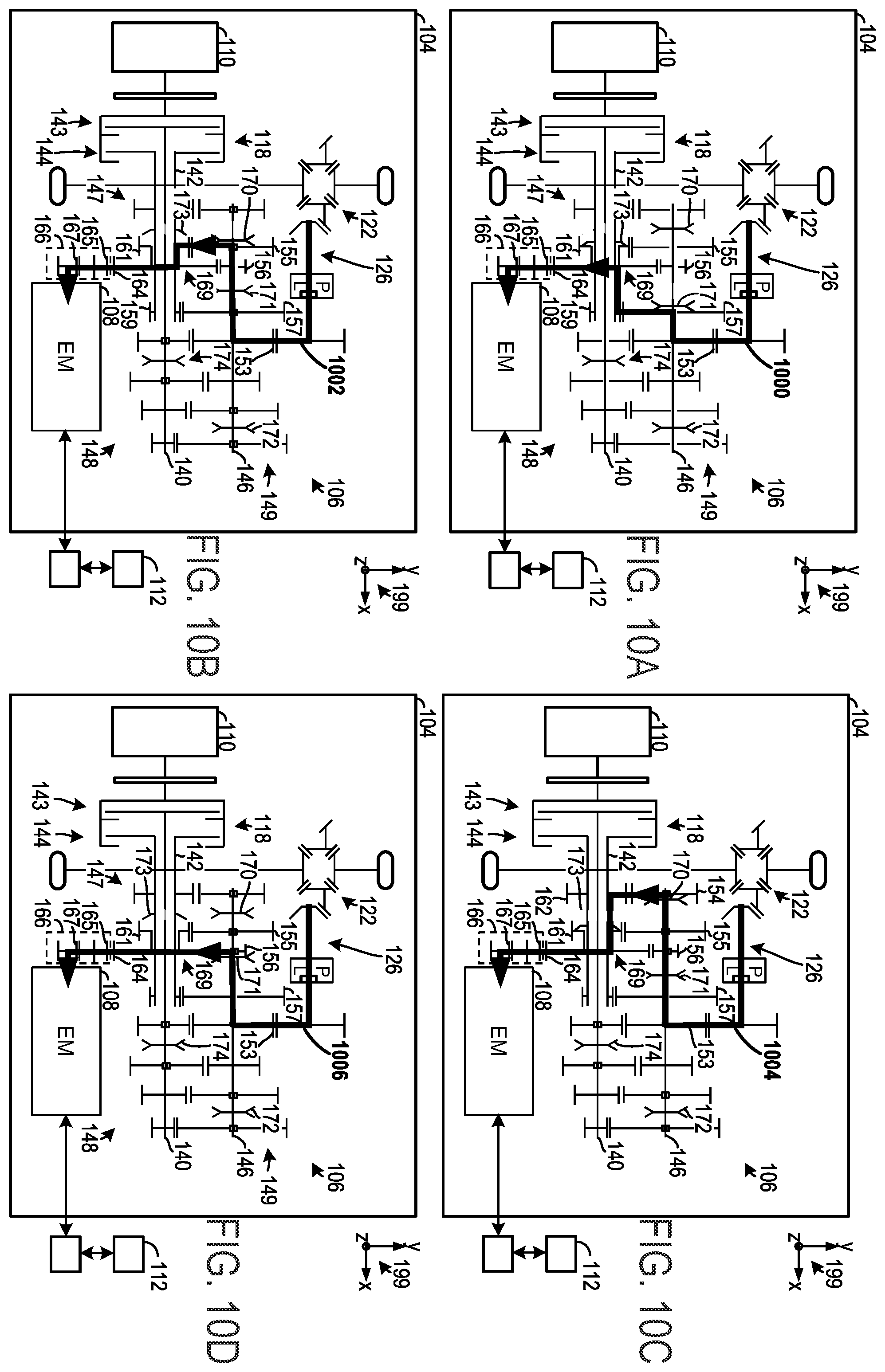Patent US12365235 Figure 12 – Multi-speed hybrid transmission and transmission operating method