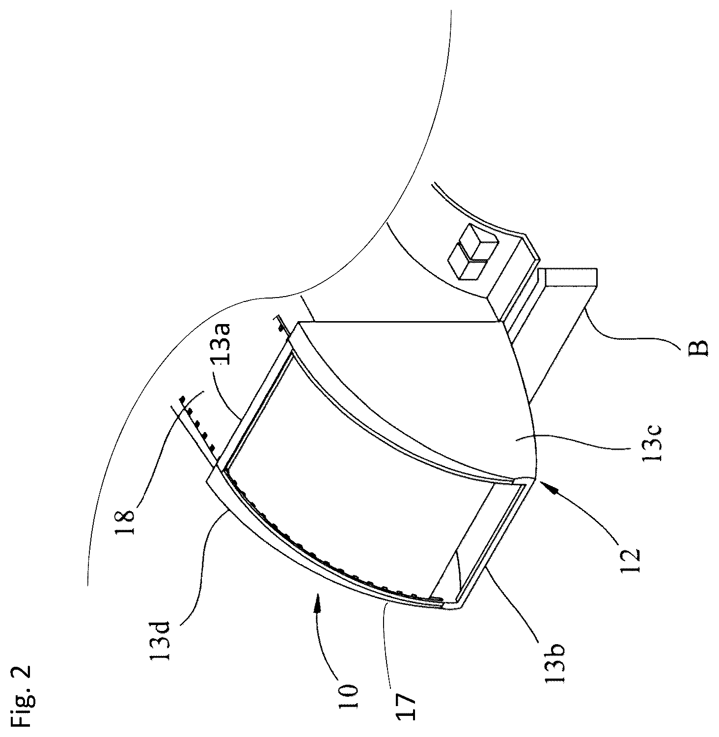 Patent US12365236 Figure 2 – Variably openable fairing with collapsible panels